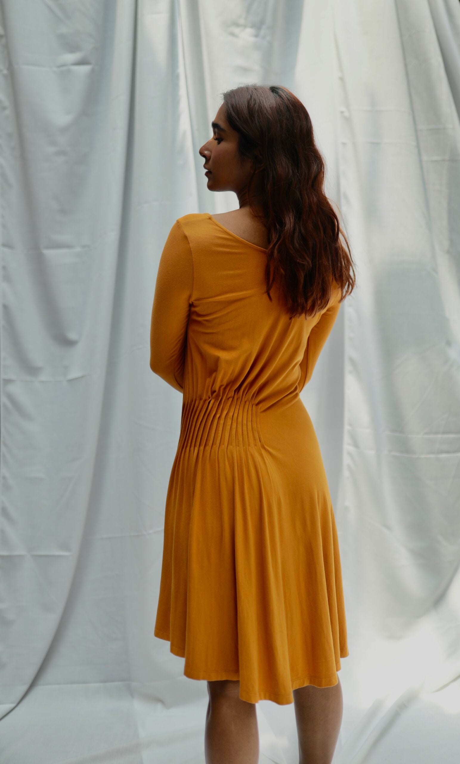 SISLEY Jersey Dress In Mustard