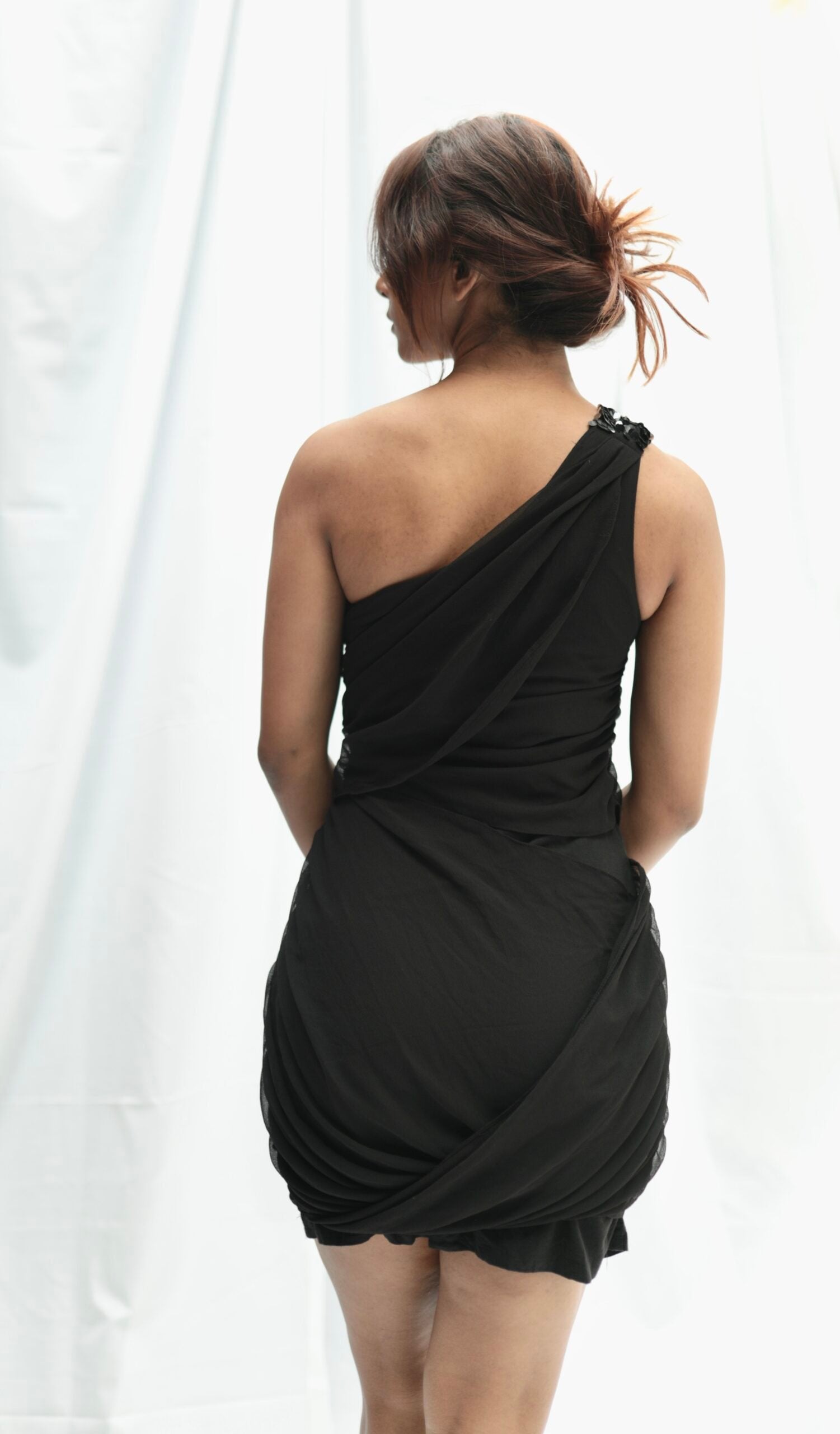 RITU KUMAR One Shoulder Black Dress