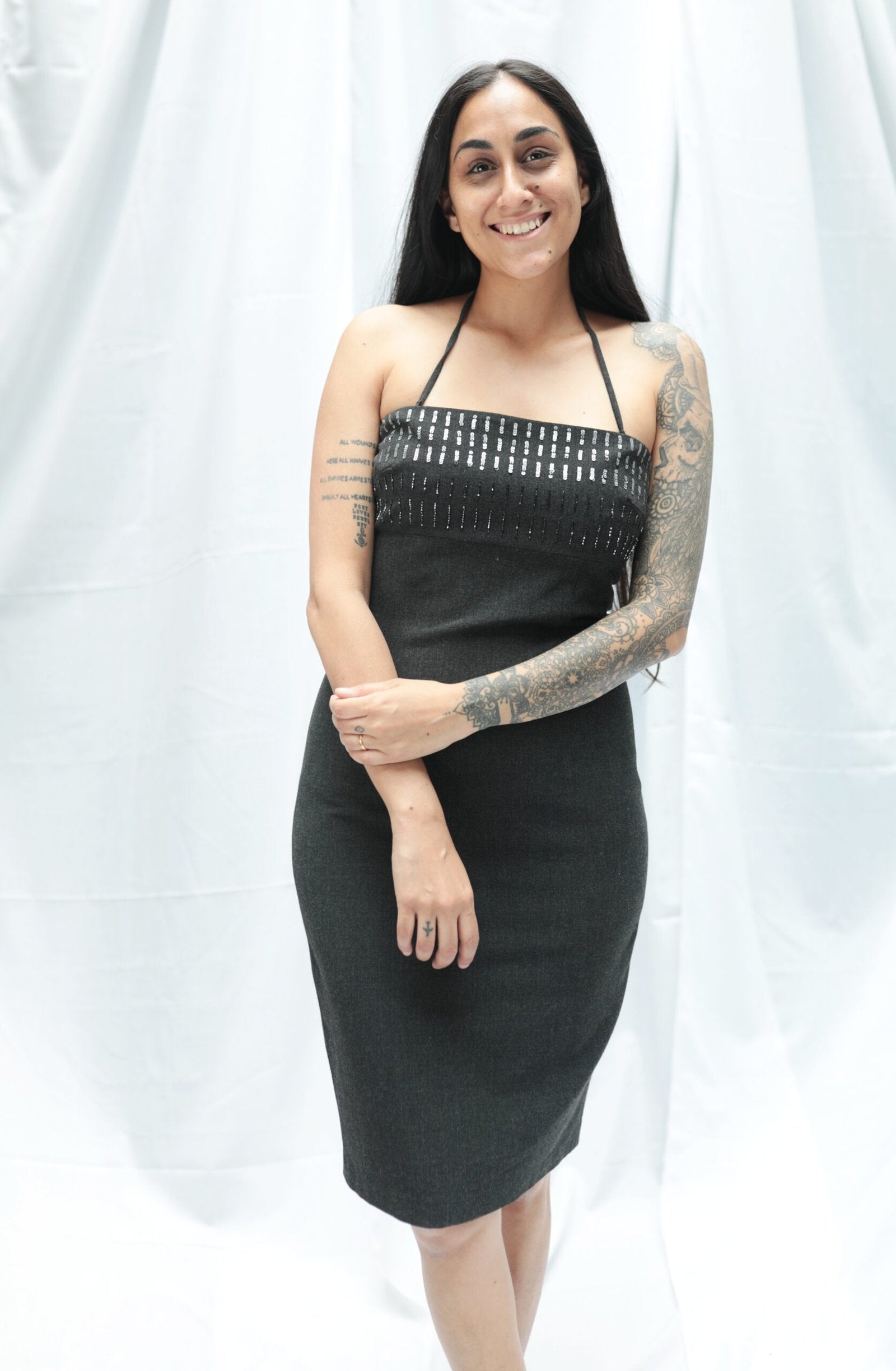 Smoky Grey Strapless Dress