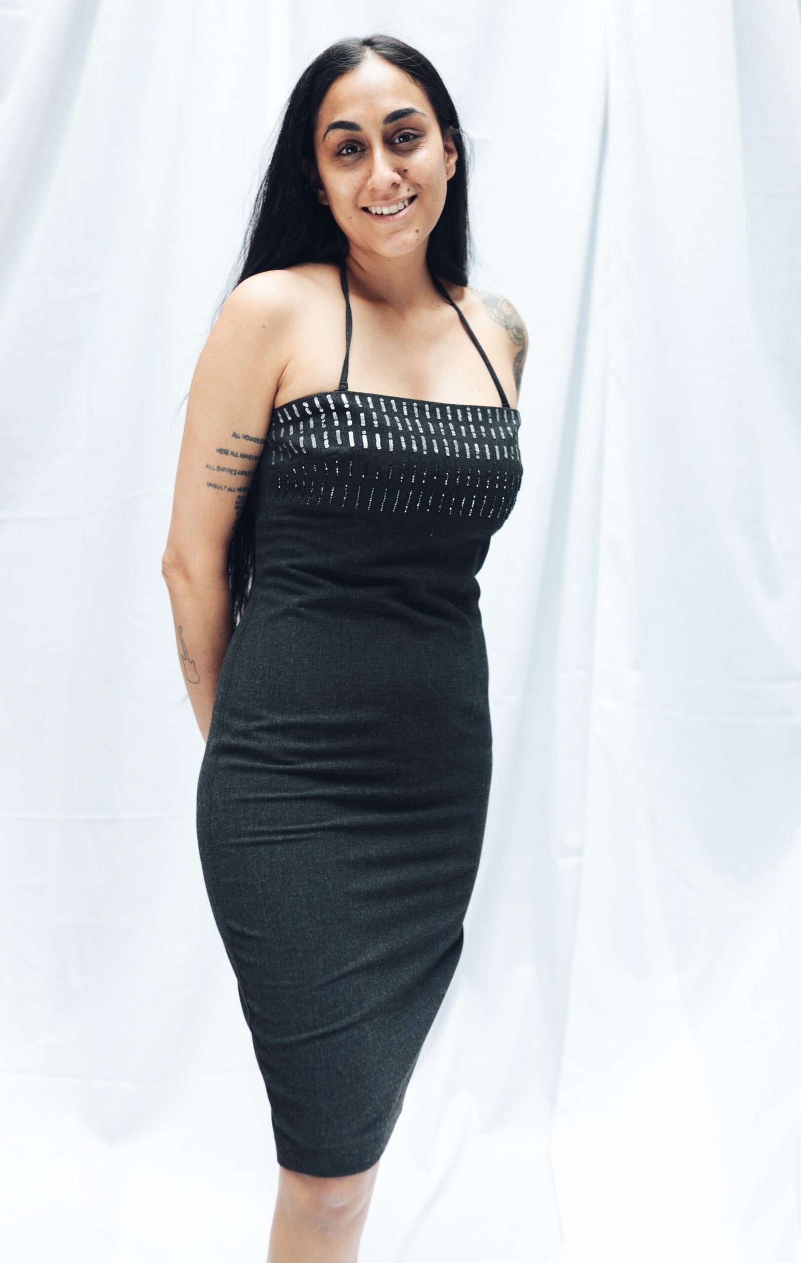 Smoky Grey Strapless Dress