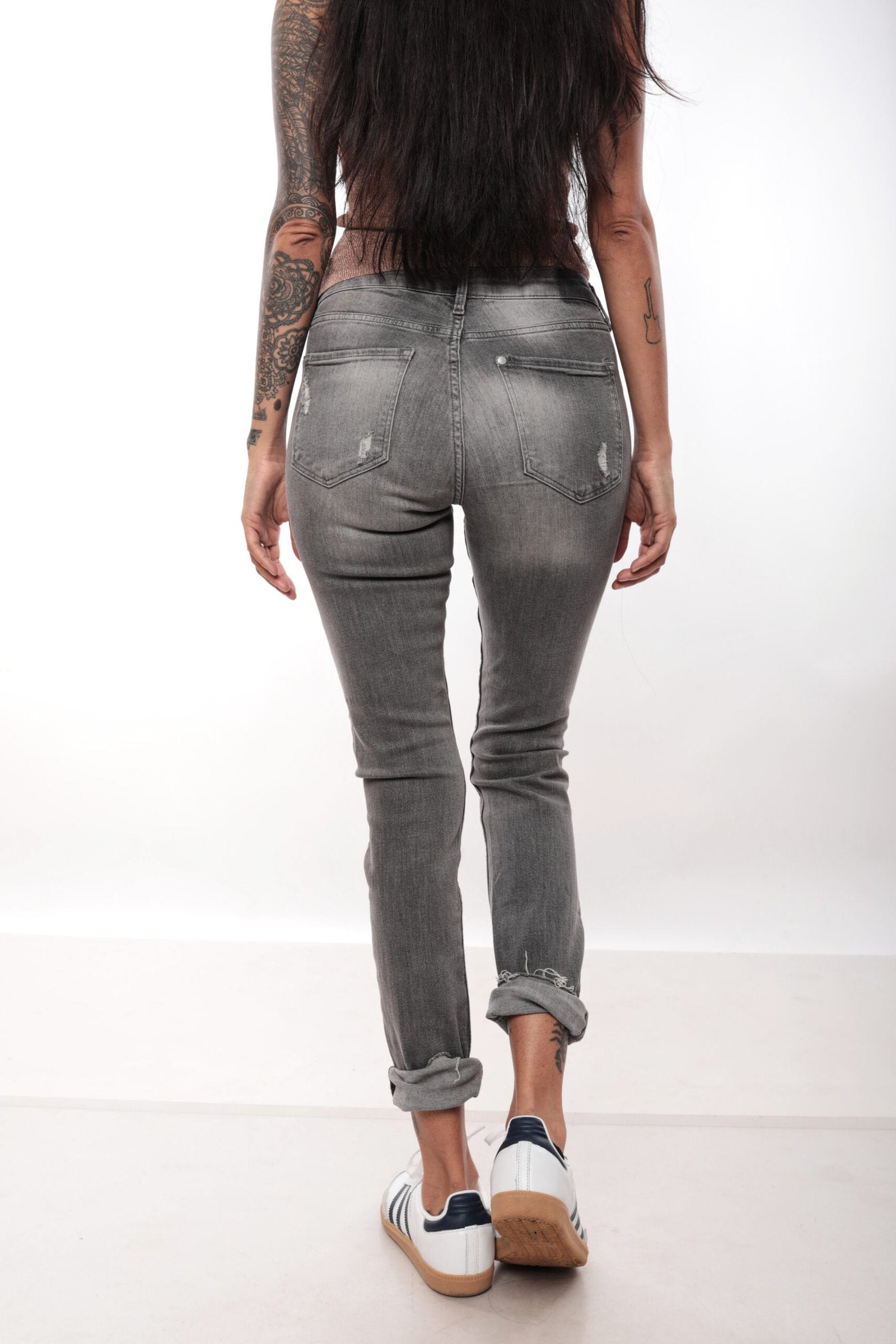 H&M Grey Skinny Ripped Jeans