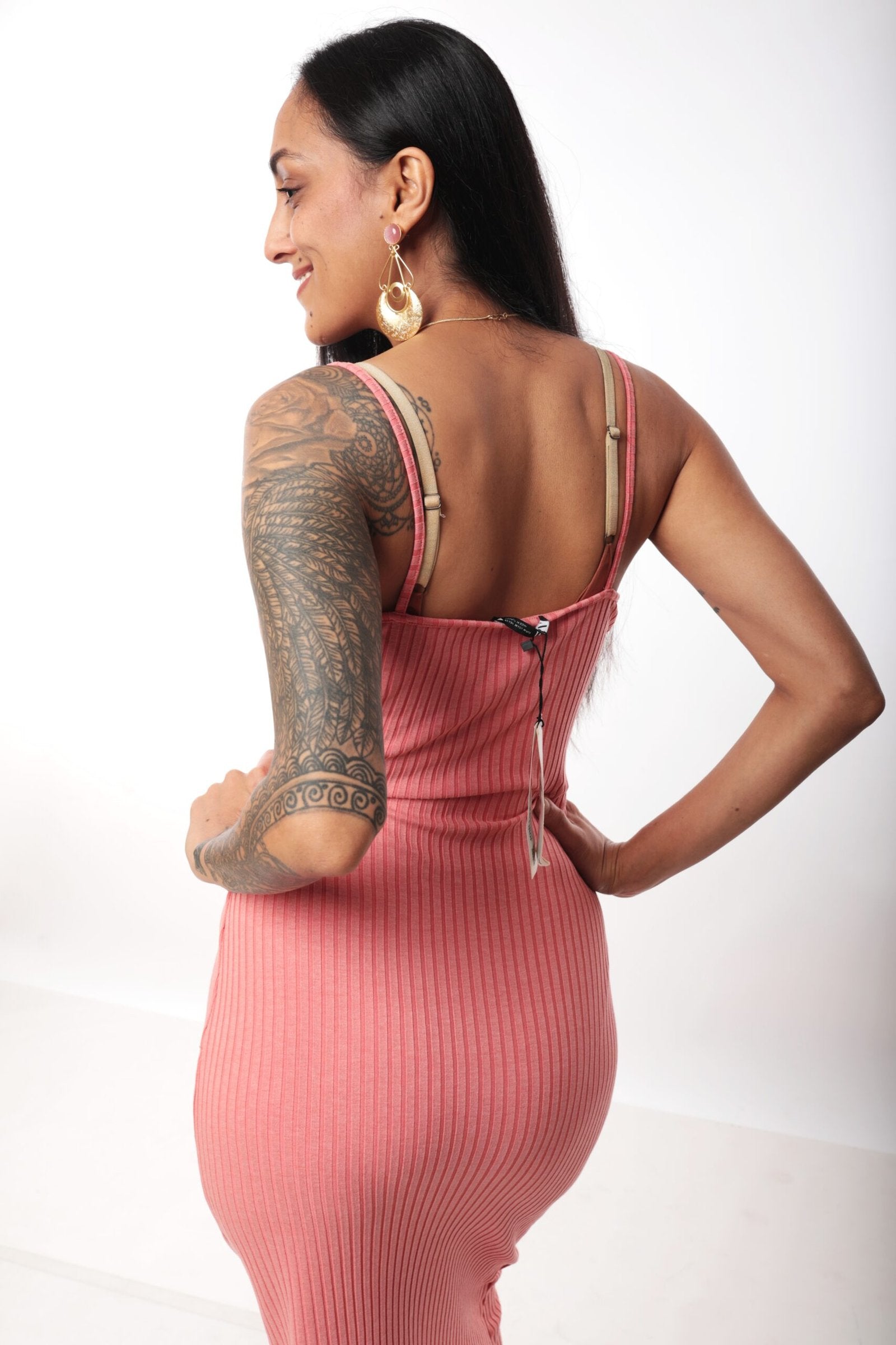 ZARA Ribbed Salmon Pink Camisole Dress (Brand New)