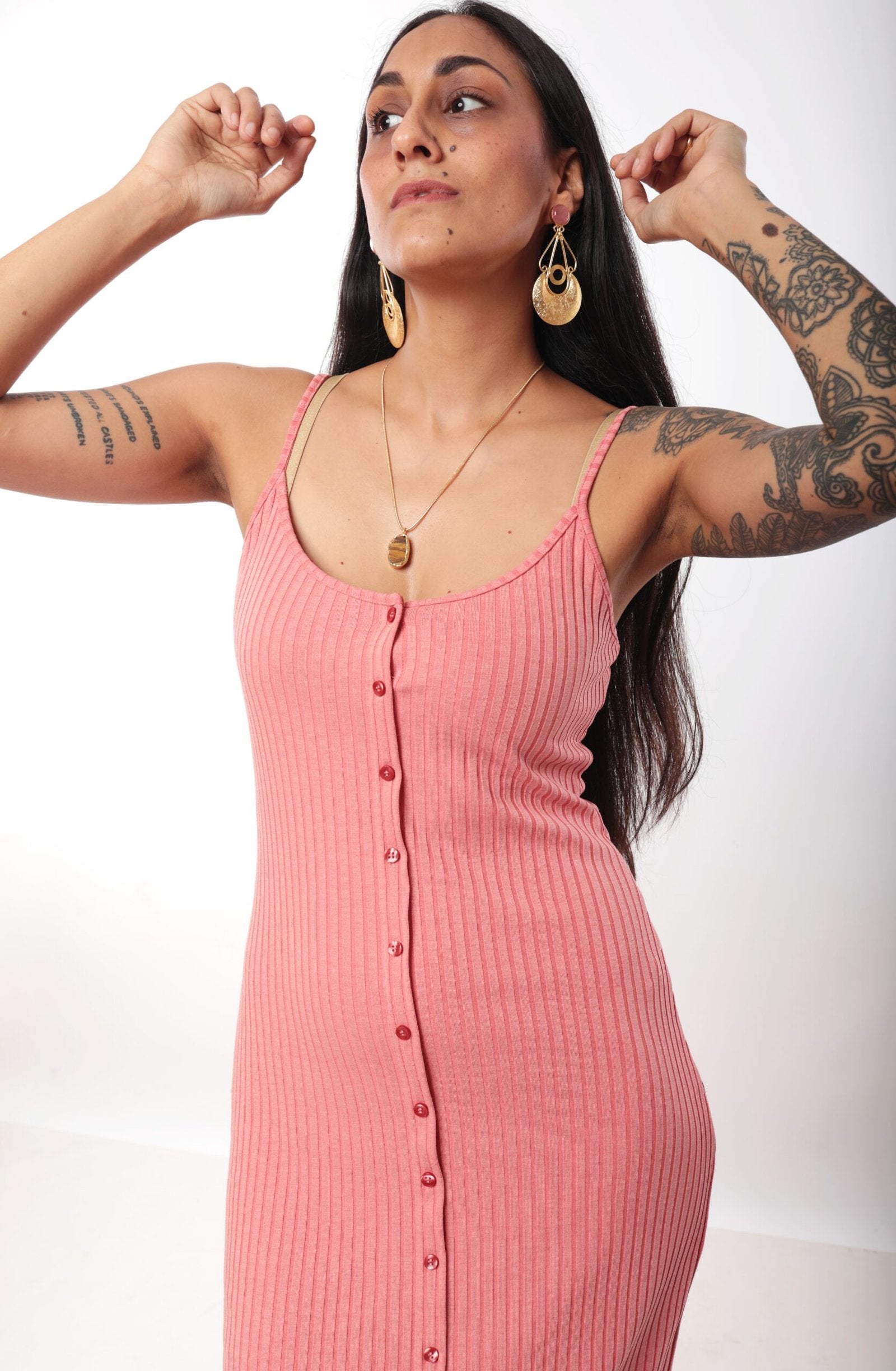 ZARA Ribbed Salmon Pink Camisole Dress (Brand New)
