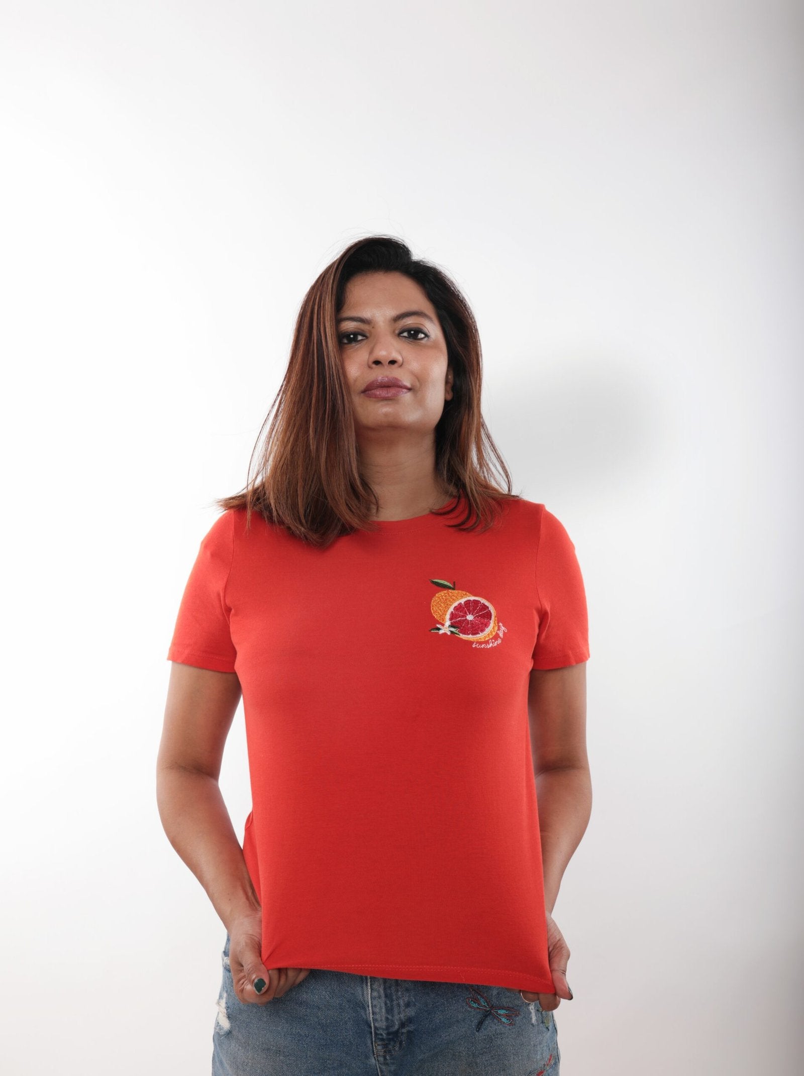 H&M - Orange Embroidered Tee