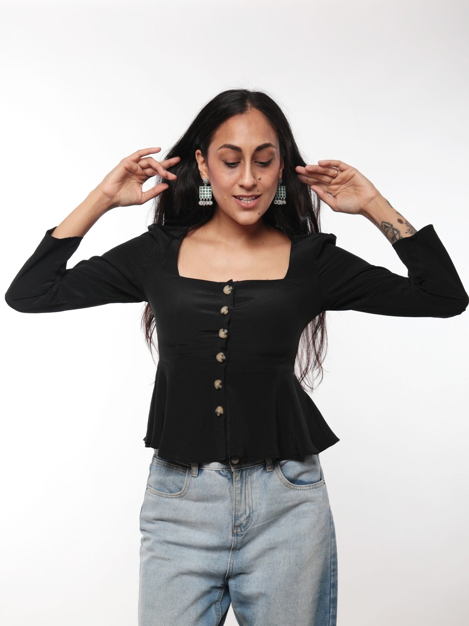 H&M Button Down Peplum Shirt