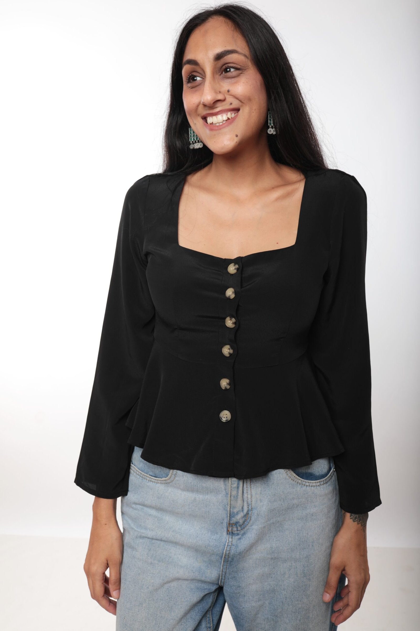 H&M Button Down Peplum Shirt