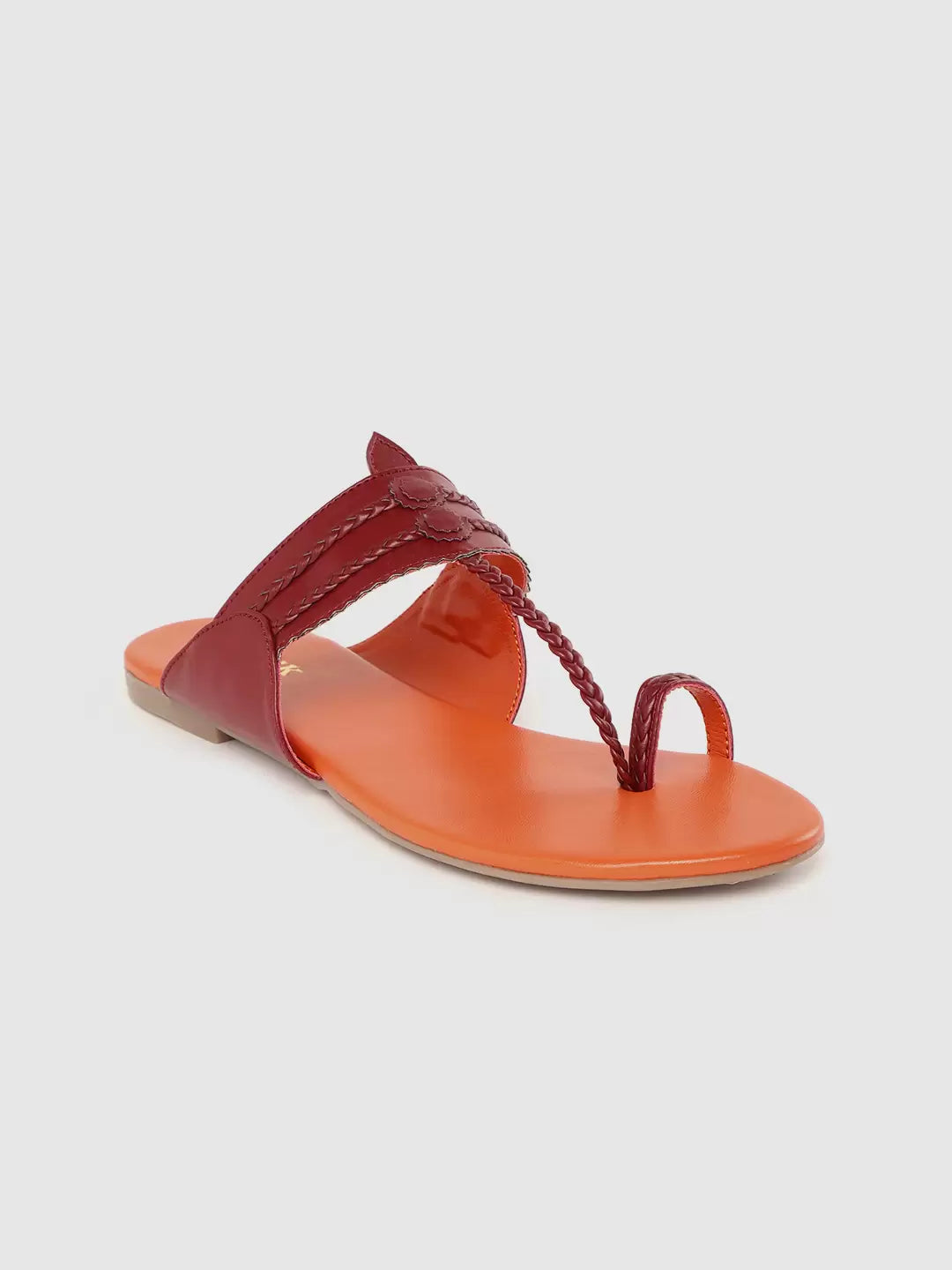 ANOUK- Maroon Braided One Toe Flats