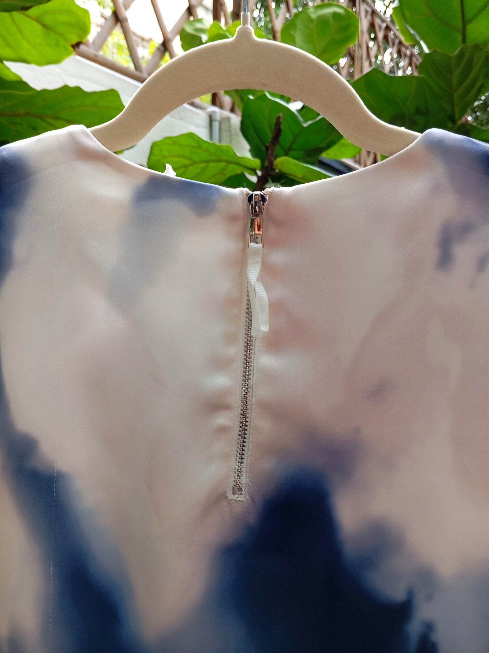 H&M- Blue & White Watercolour Pattern Satin Top