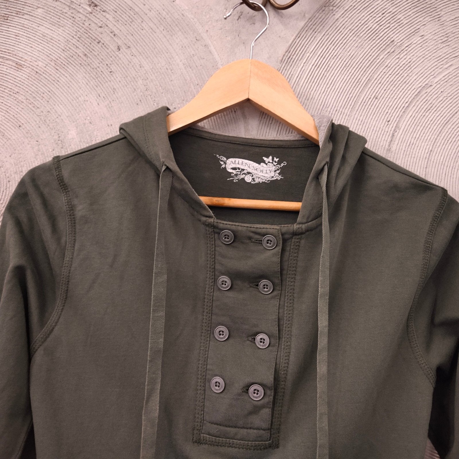 ALLEN SOLLY - Green Short Cotton Hoodie
