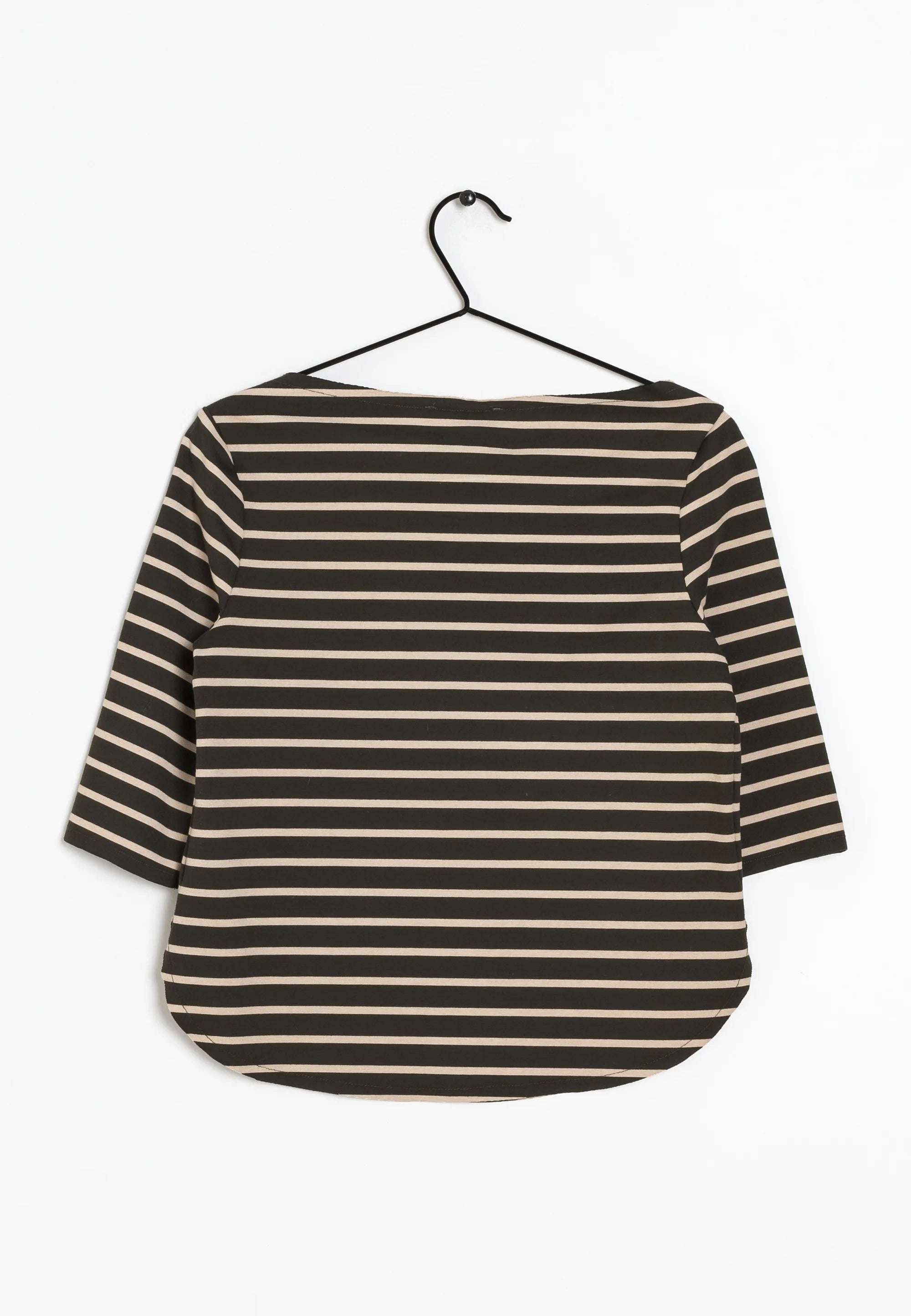 MANGO - Dark Olive and Beige Striped Top