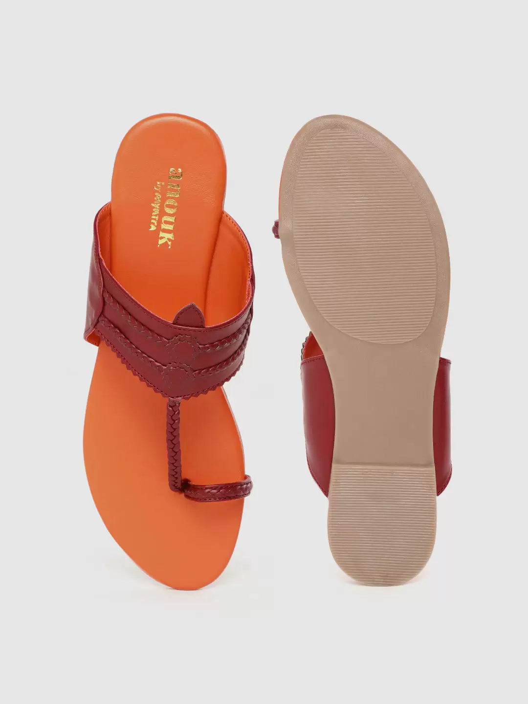 ANOUK- Maroon Braided One Toe Flats