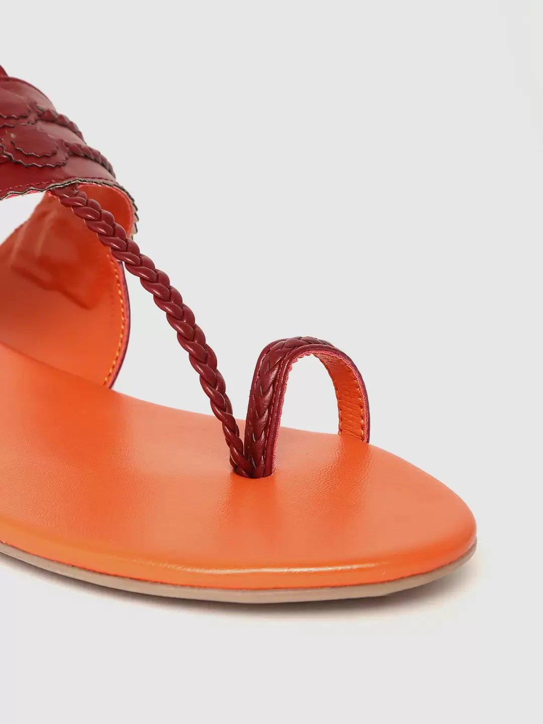 ANOUK- Maroon Braided One Toe Flats