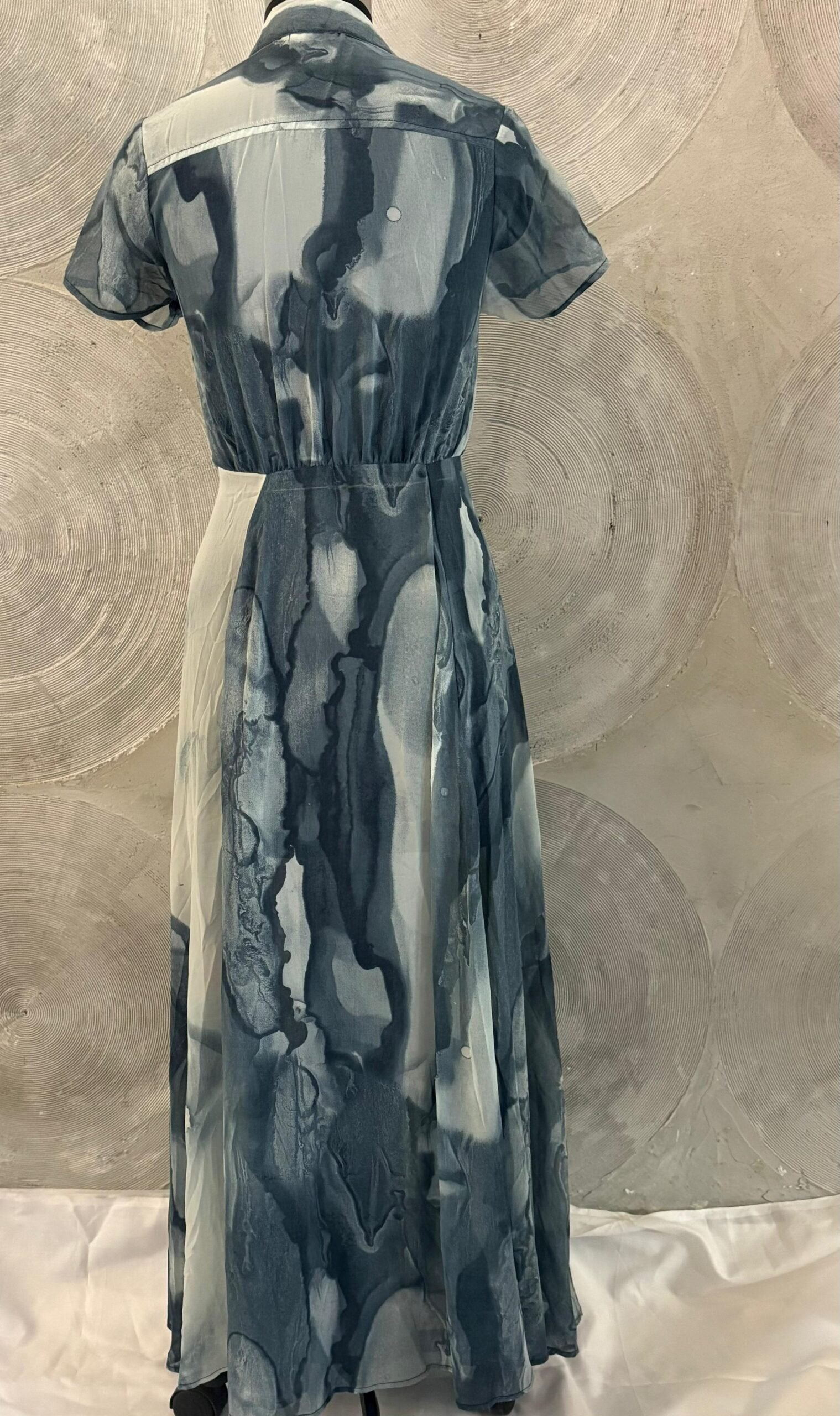 Grey and Off-white Semi Sheer Printed Maxi Dress