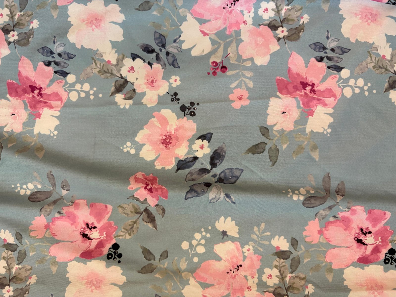 Blue, Pink and White Floral Print Pants