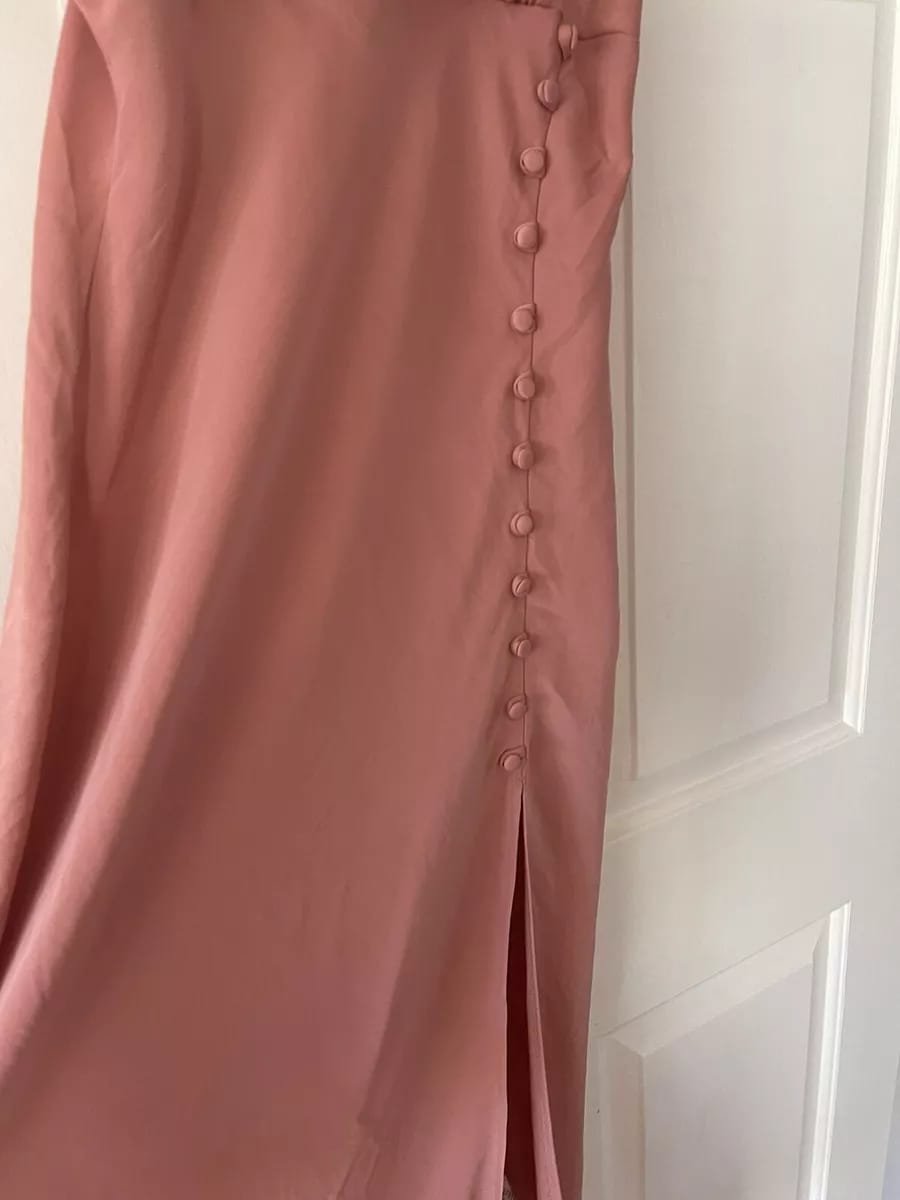 Pink Satin V-neck Spaghetti Straps Wrap Dress