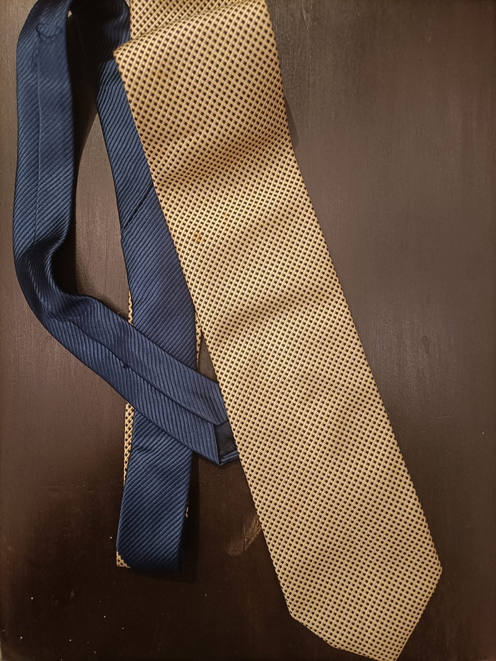 Beige and blue - dual shade silk tie