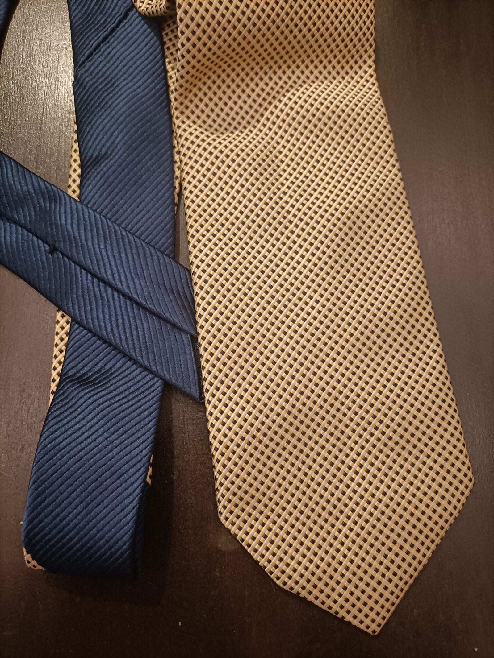Beige and blue - dual shade silk tie