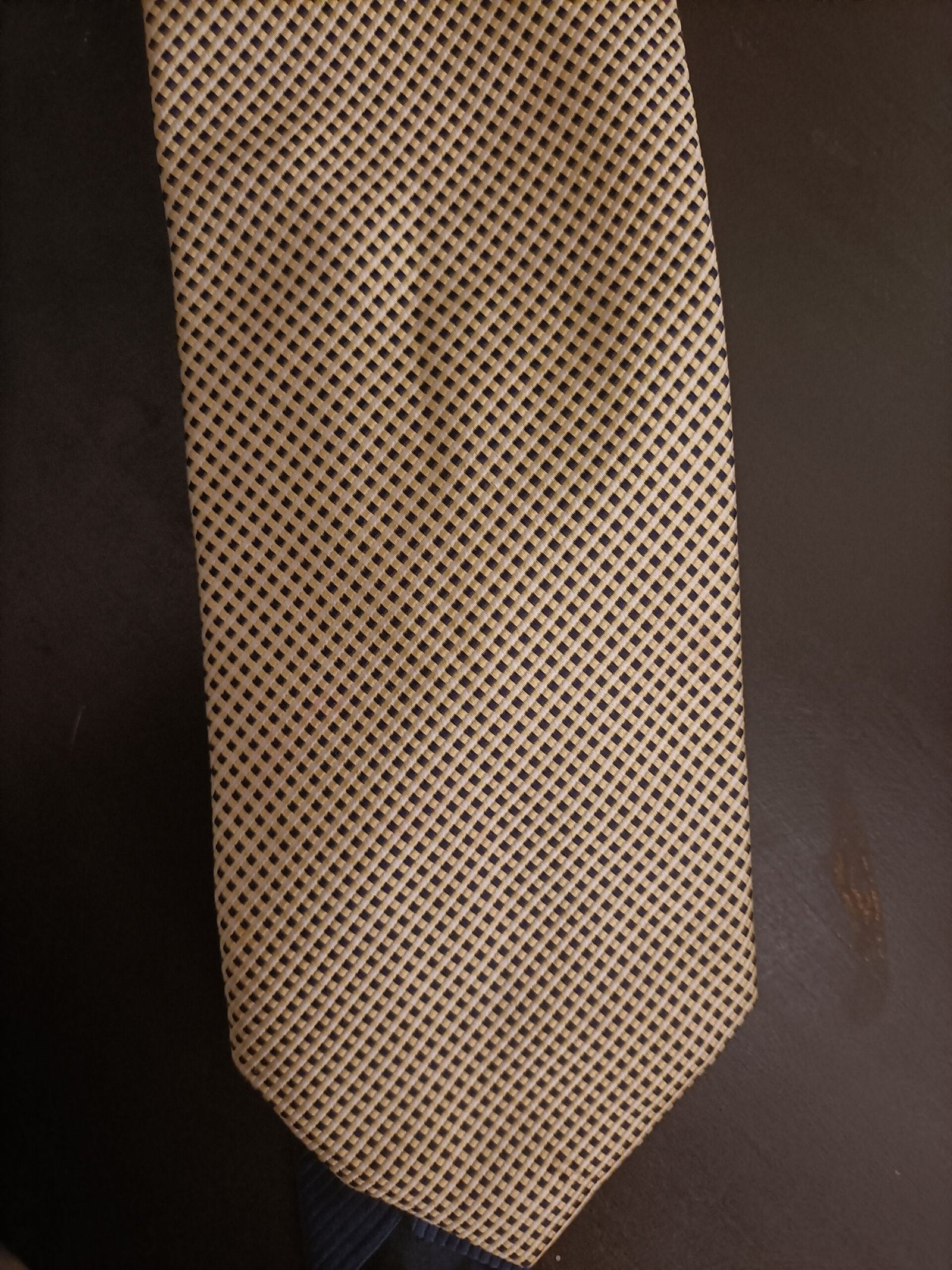 Beige and blue - dual shade silk tie