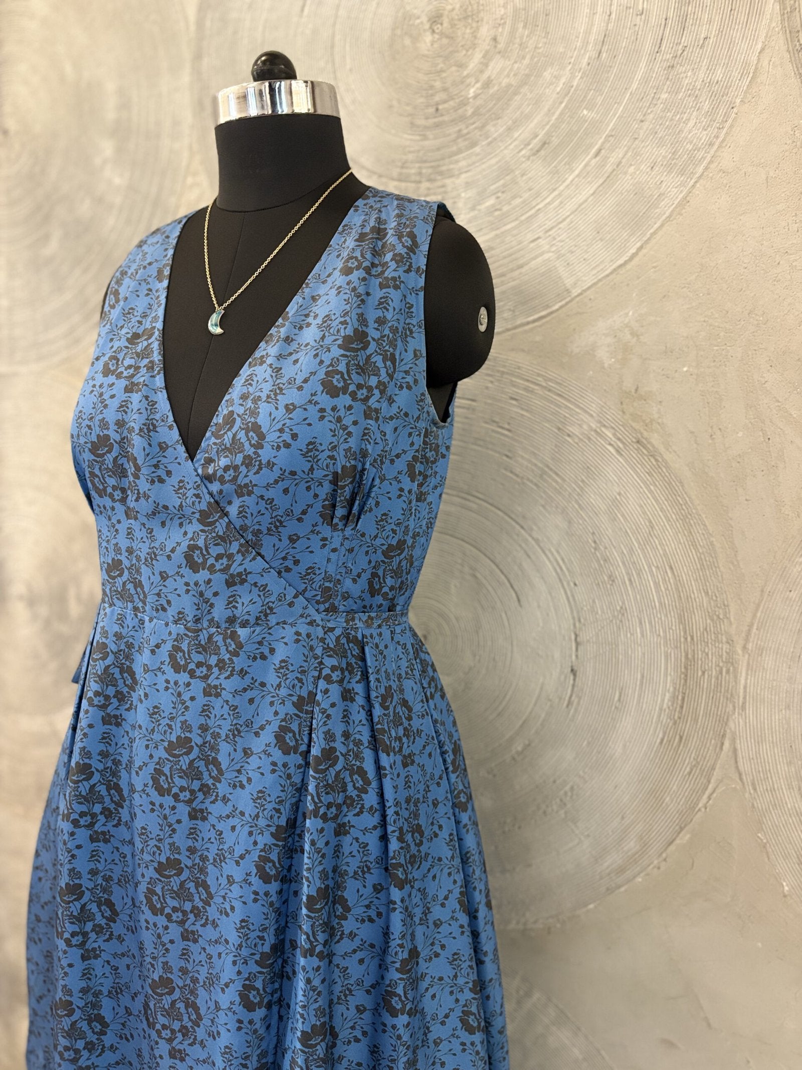 ARTISAN LUXE- Blue and Black Silk Dress