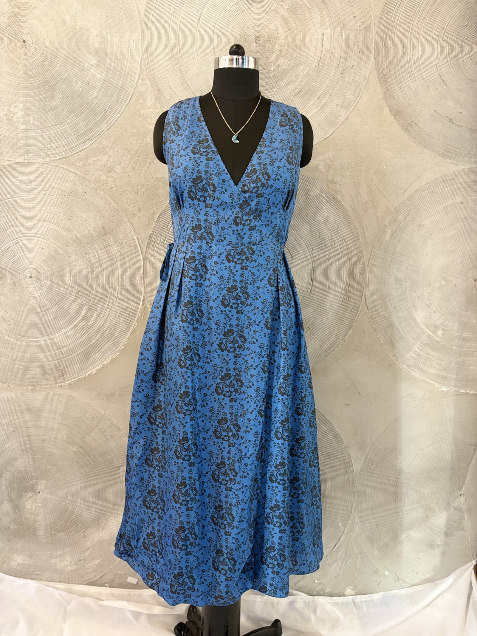 ARTISAN LUXE- Blue and Black Silk Dress