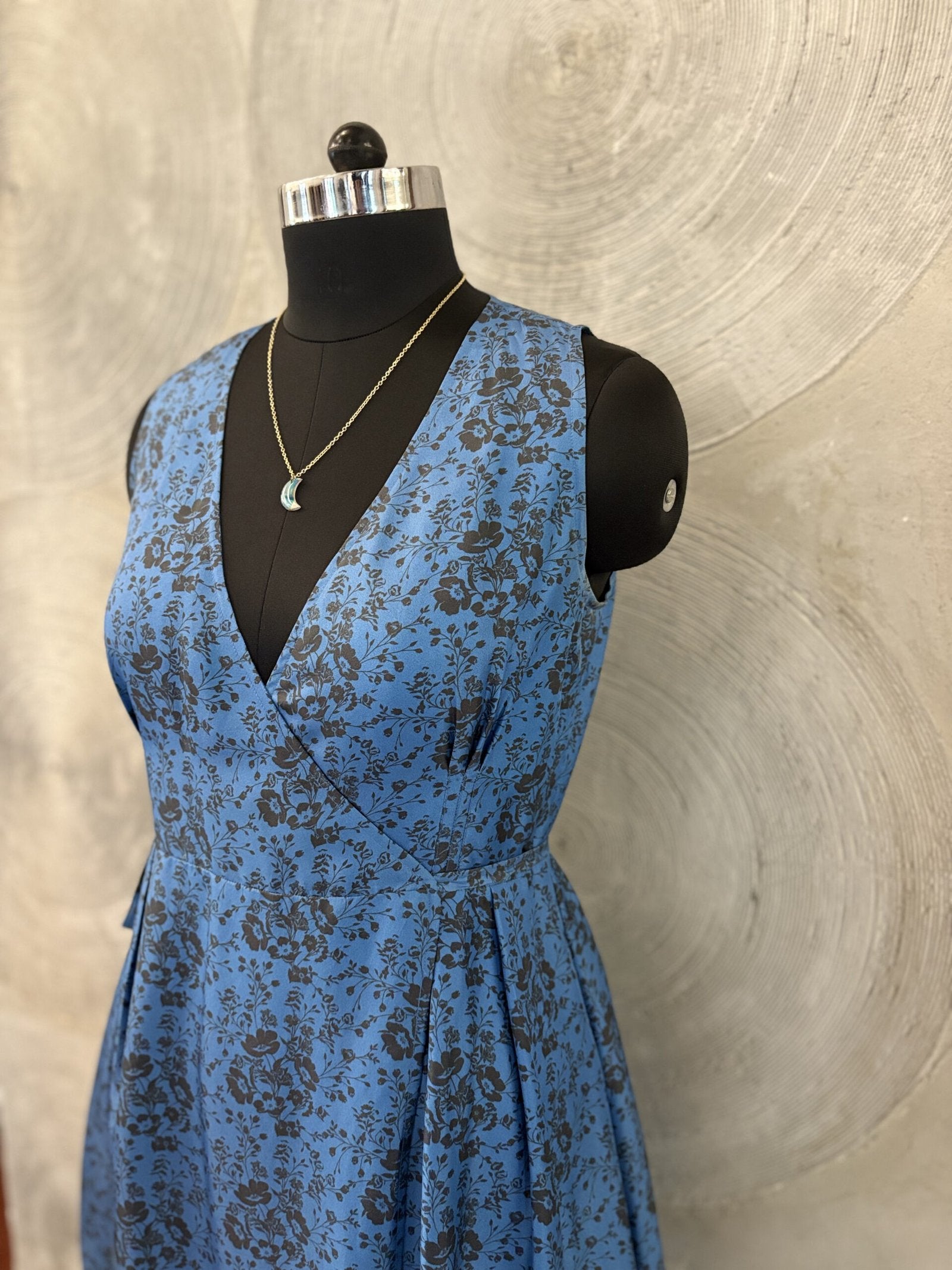 ARTISAN LUXE- Blue and Black Silk Dress