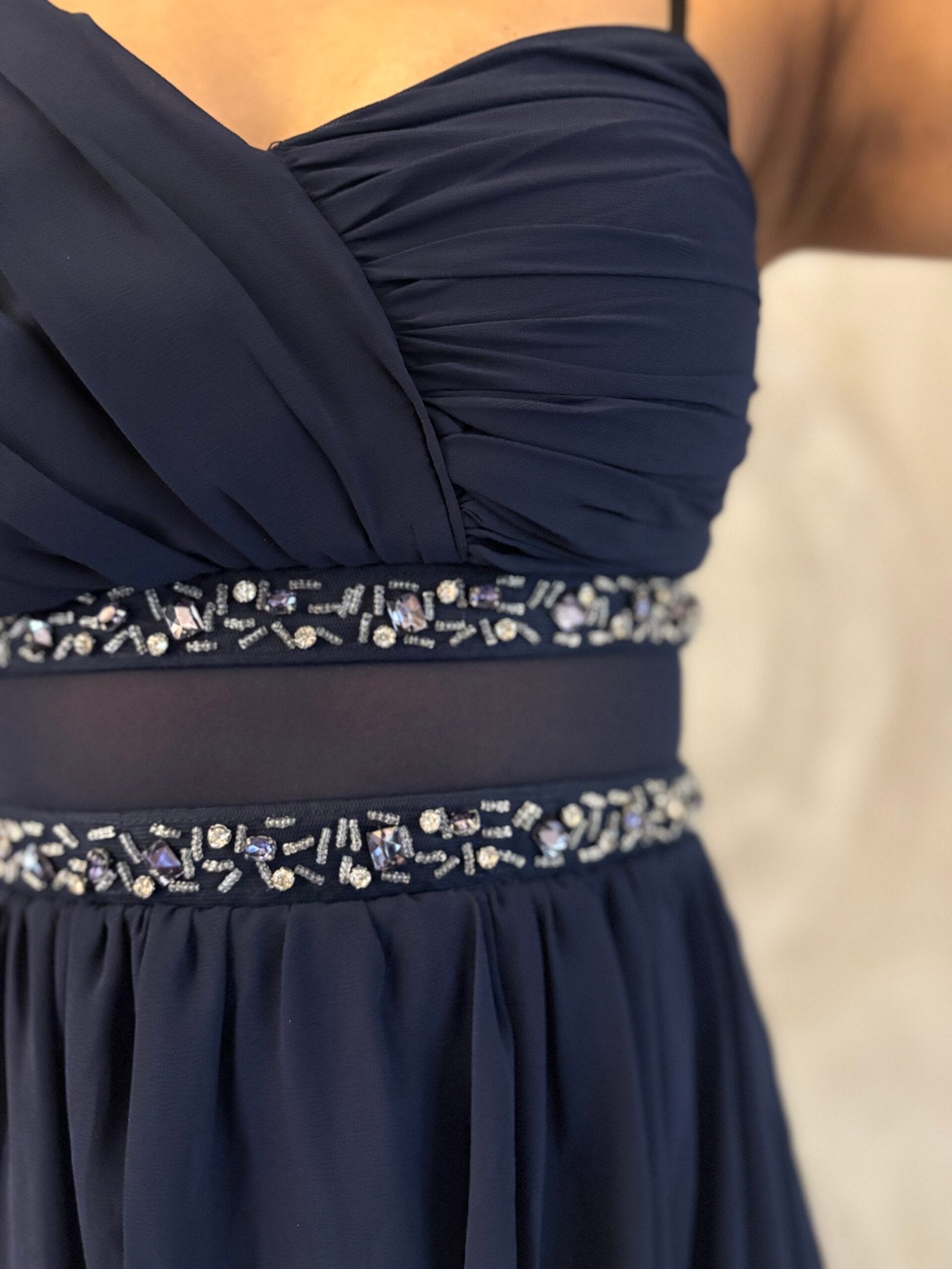 CITY STUDIO - One Strap Embellished Illusion Fit & Flare Cocktail Dress