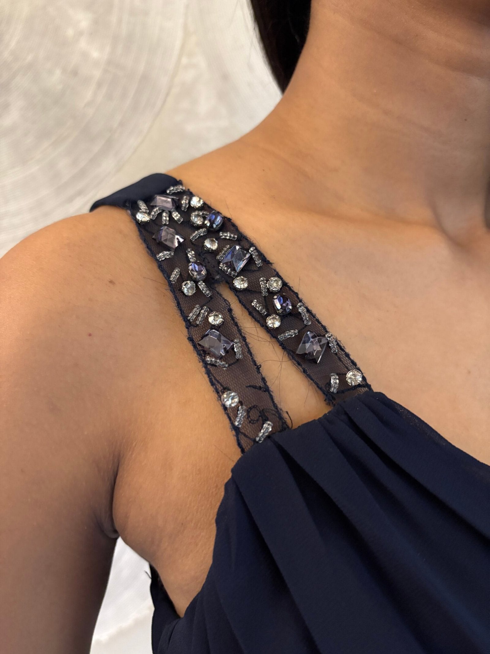 CITY STUDIO - One Strap Embellished Illusion Fit & Flare Cocktail Dress