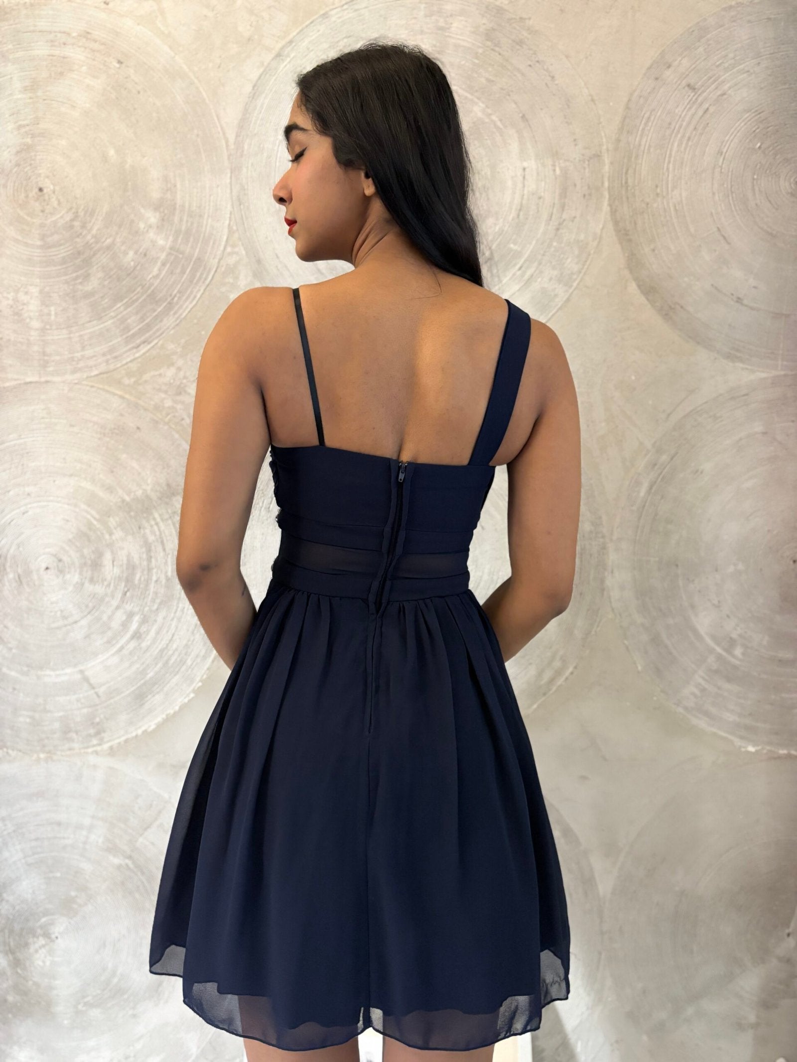 CITY STUDIO - One Strap Embellished Illusion Fit & Flare Cocktail Dress