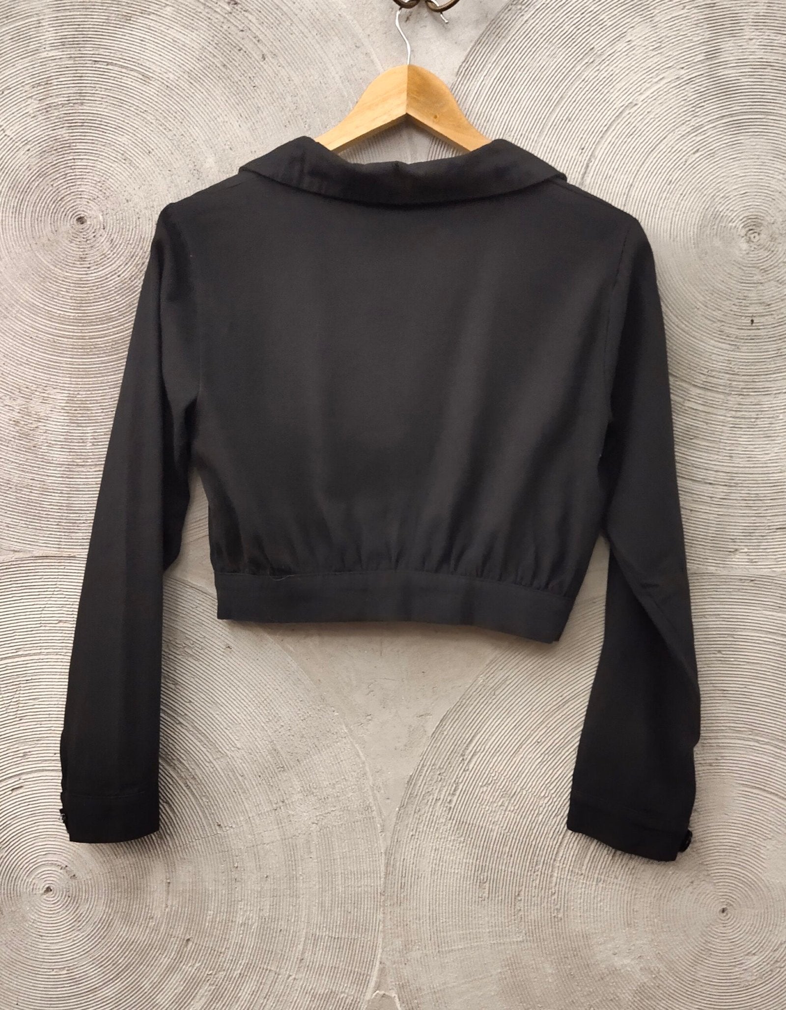 Black Full Sleeved Crop Jacket