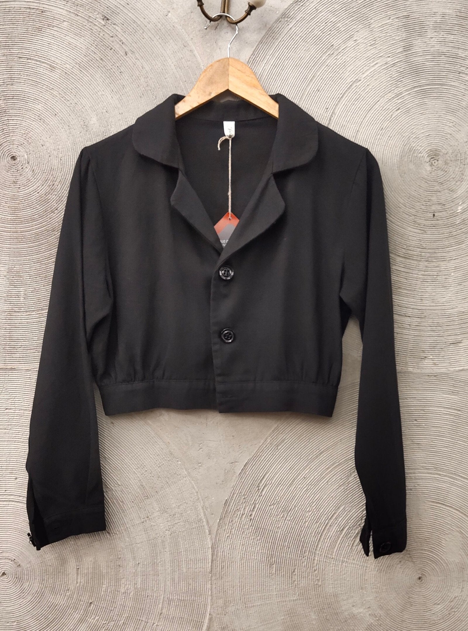 Black Full Sleeved Crop Jacket