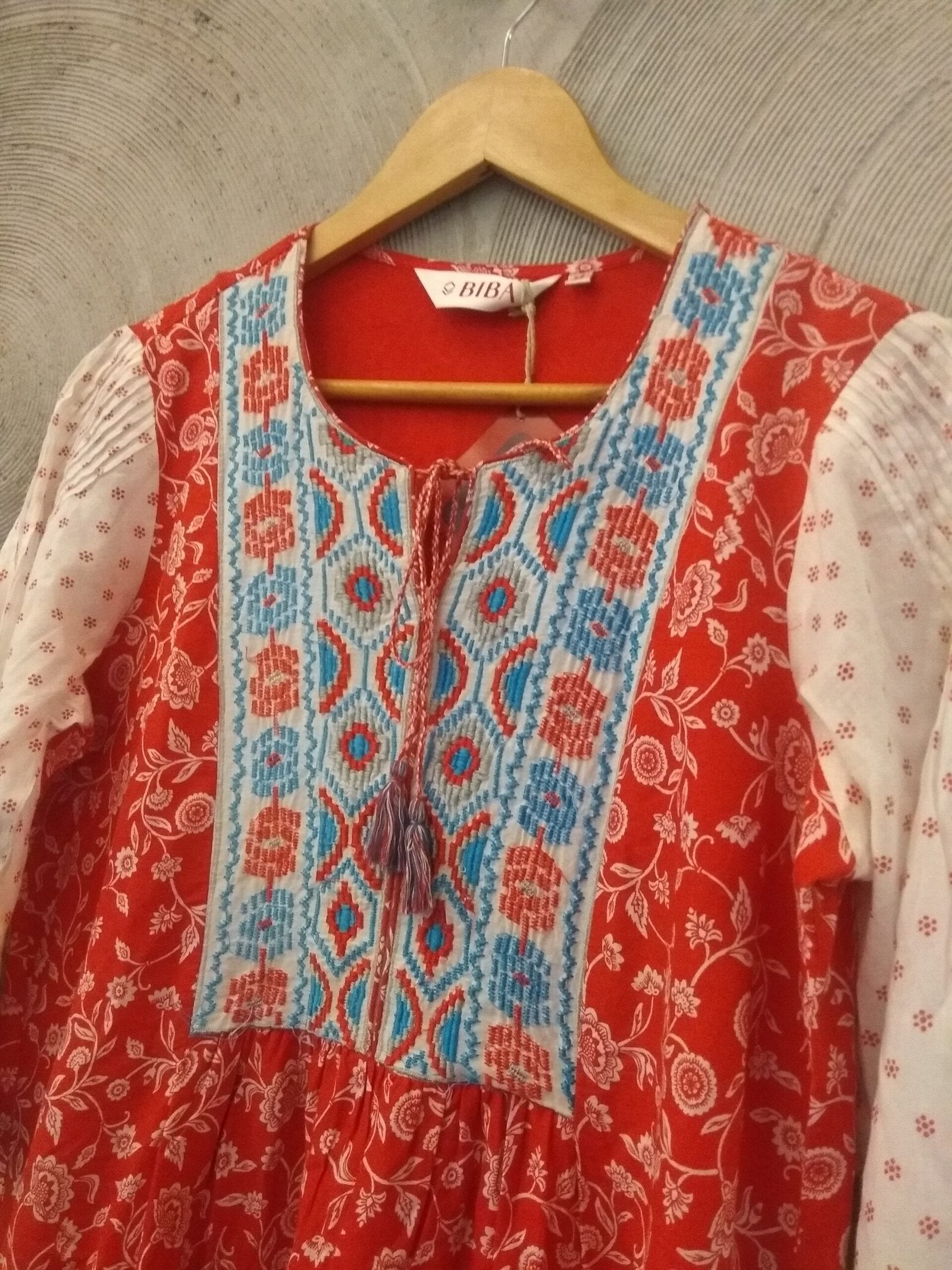 BIBA - Red and white printed long dress