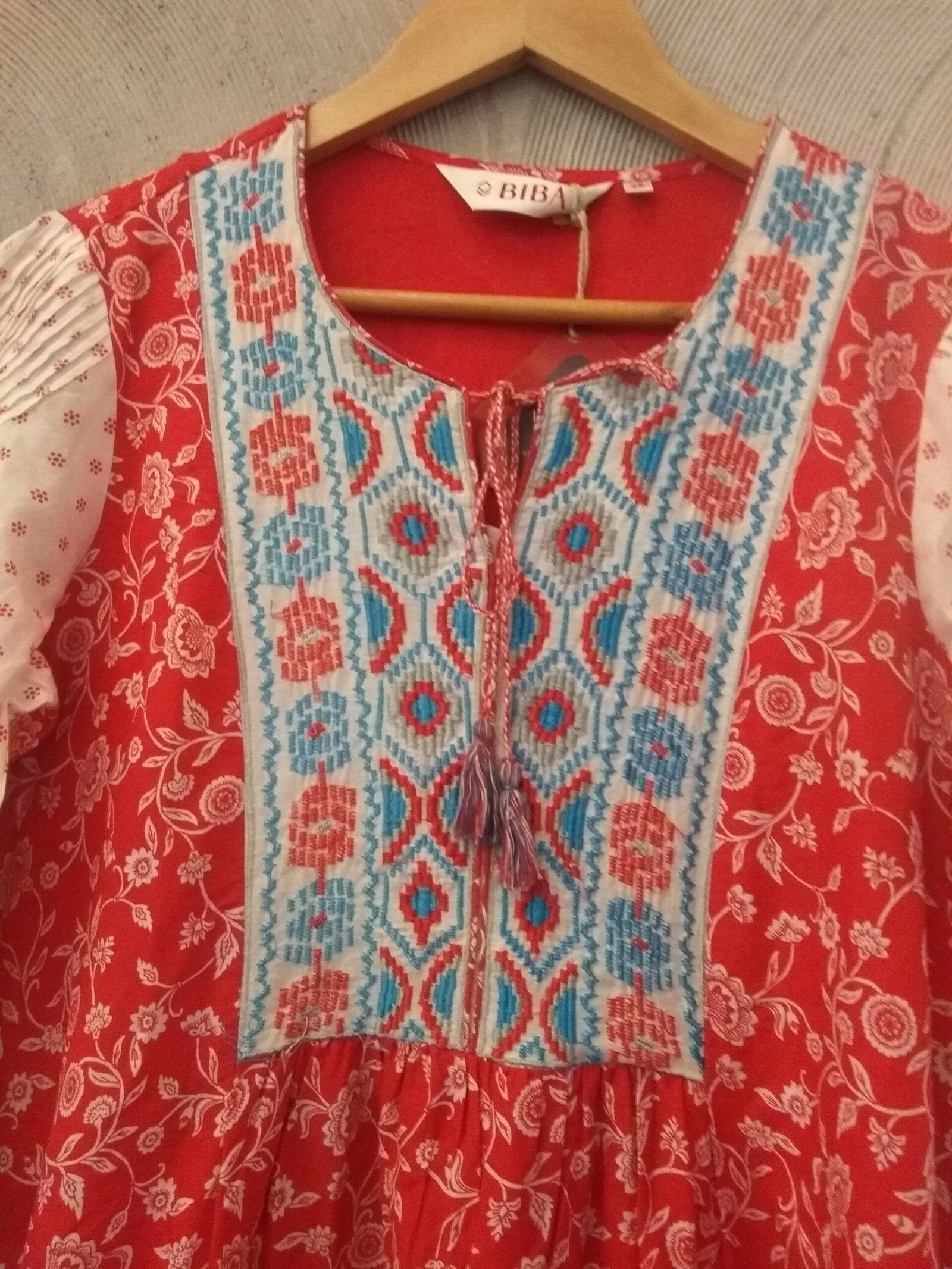 BIBA - Red and white printed long dress