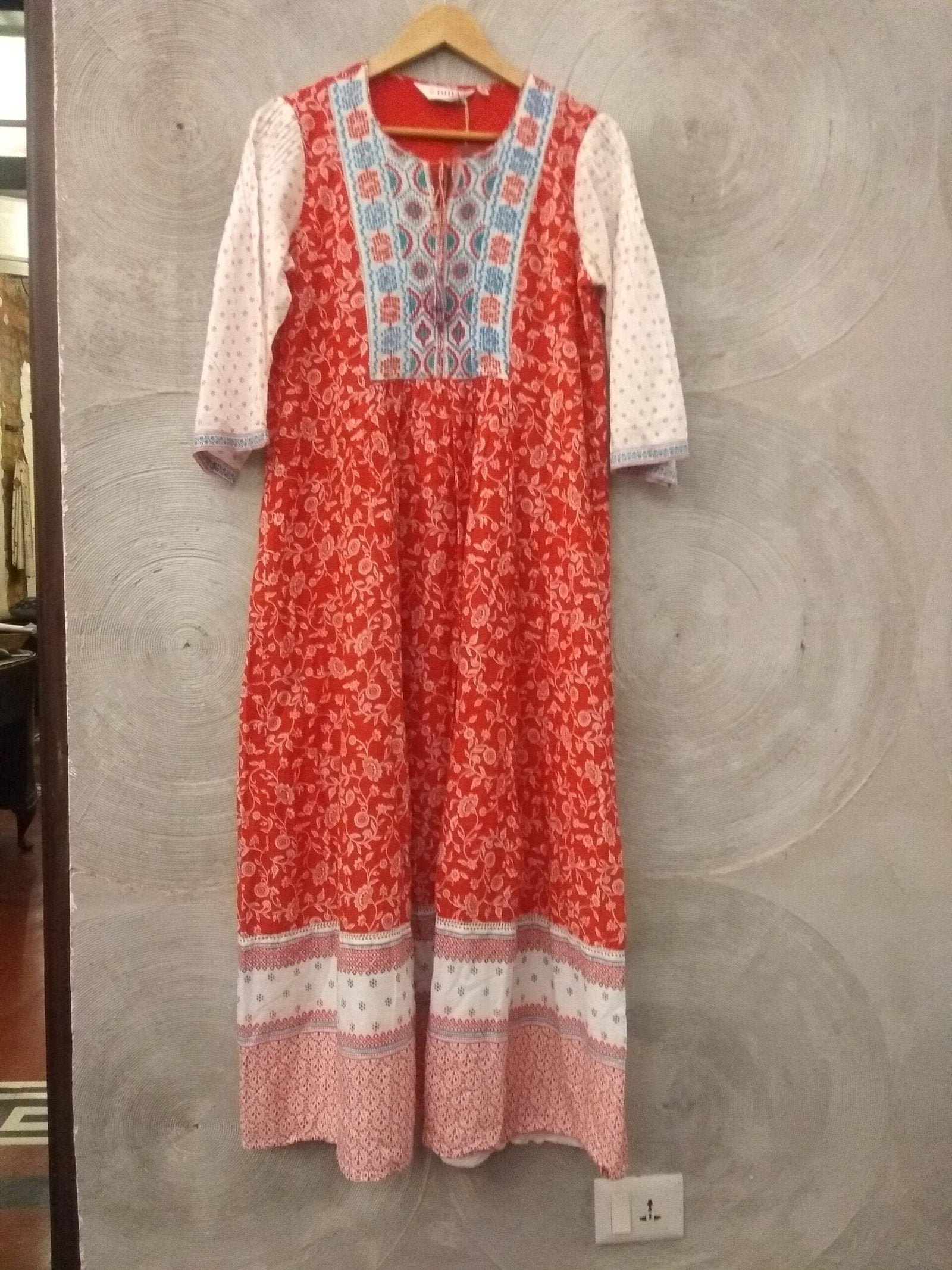 BIBA - Red and white printed long dress