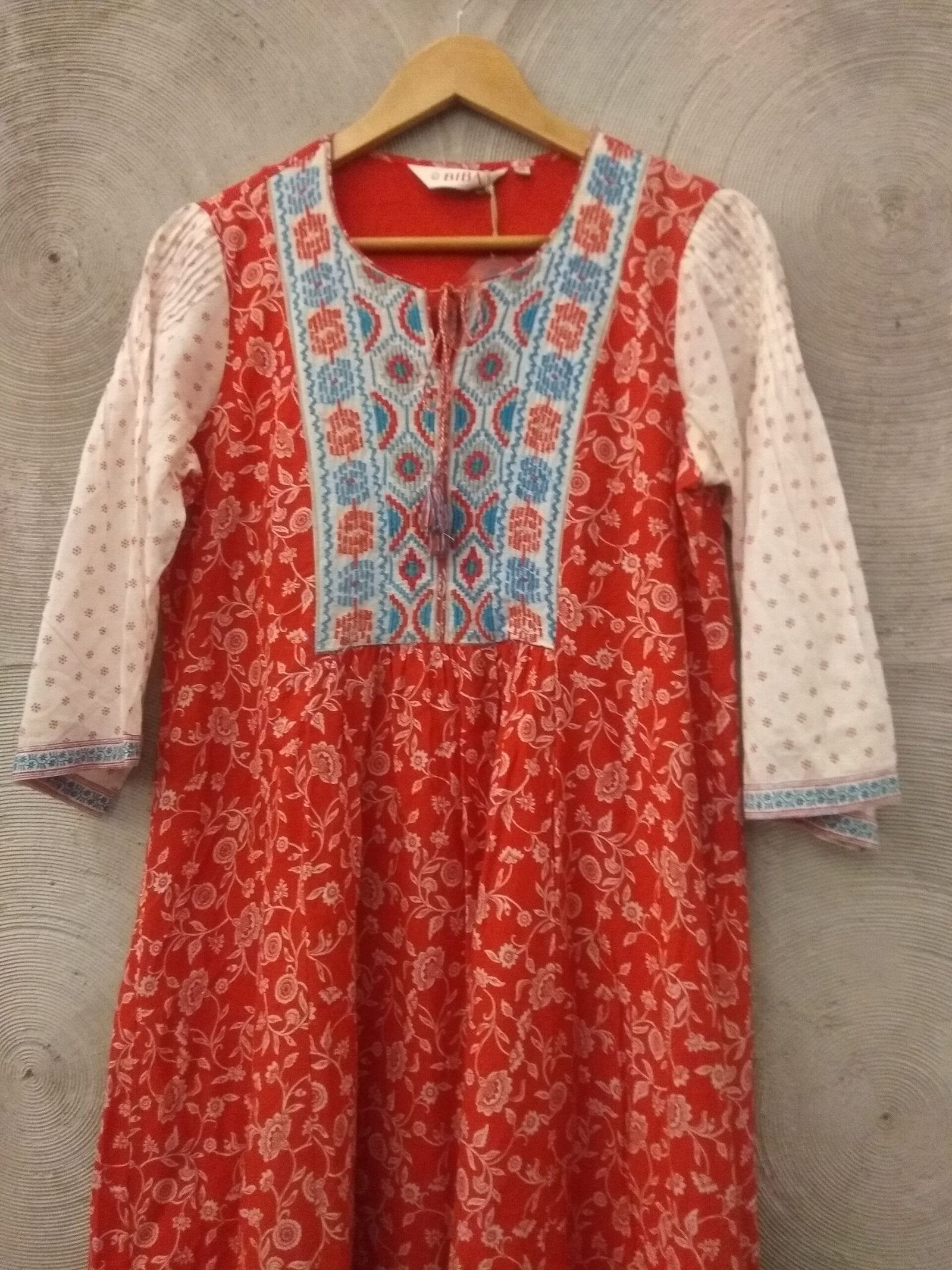BIBA - Red and white printed long dress