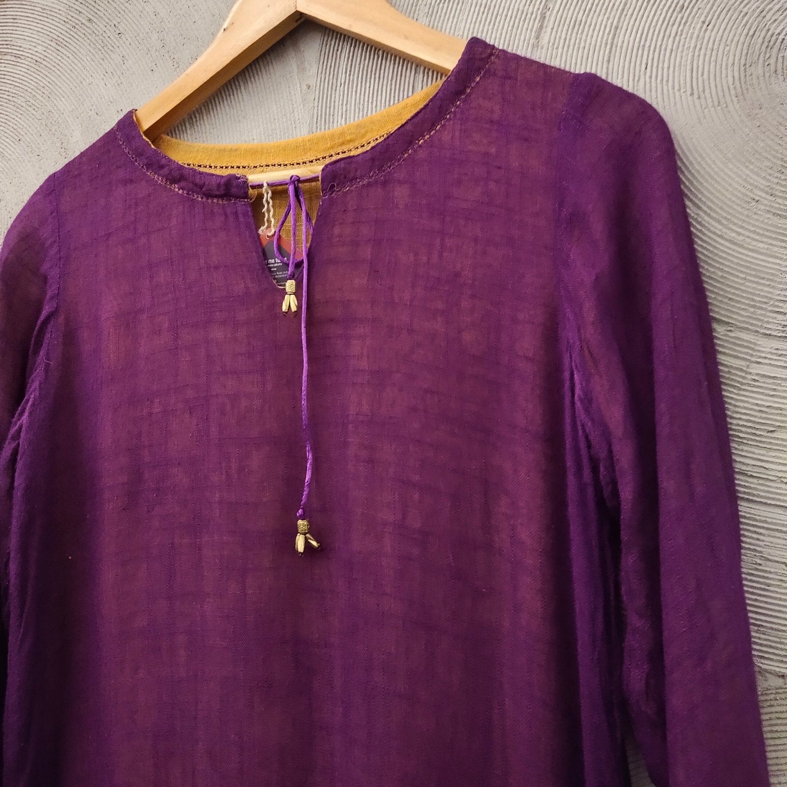 Purple and yellow reversible long kurta