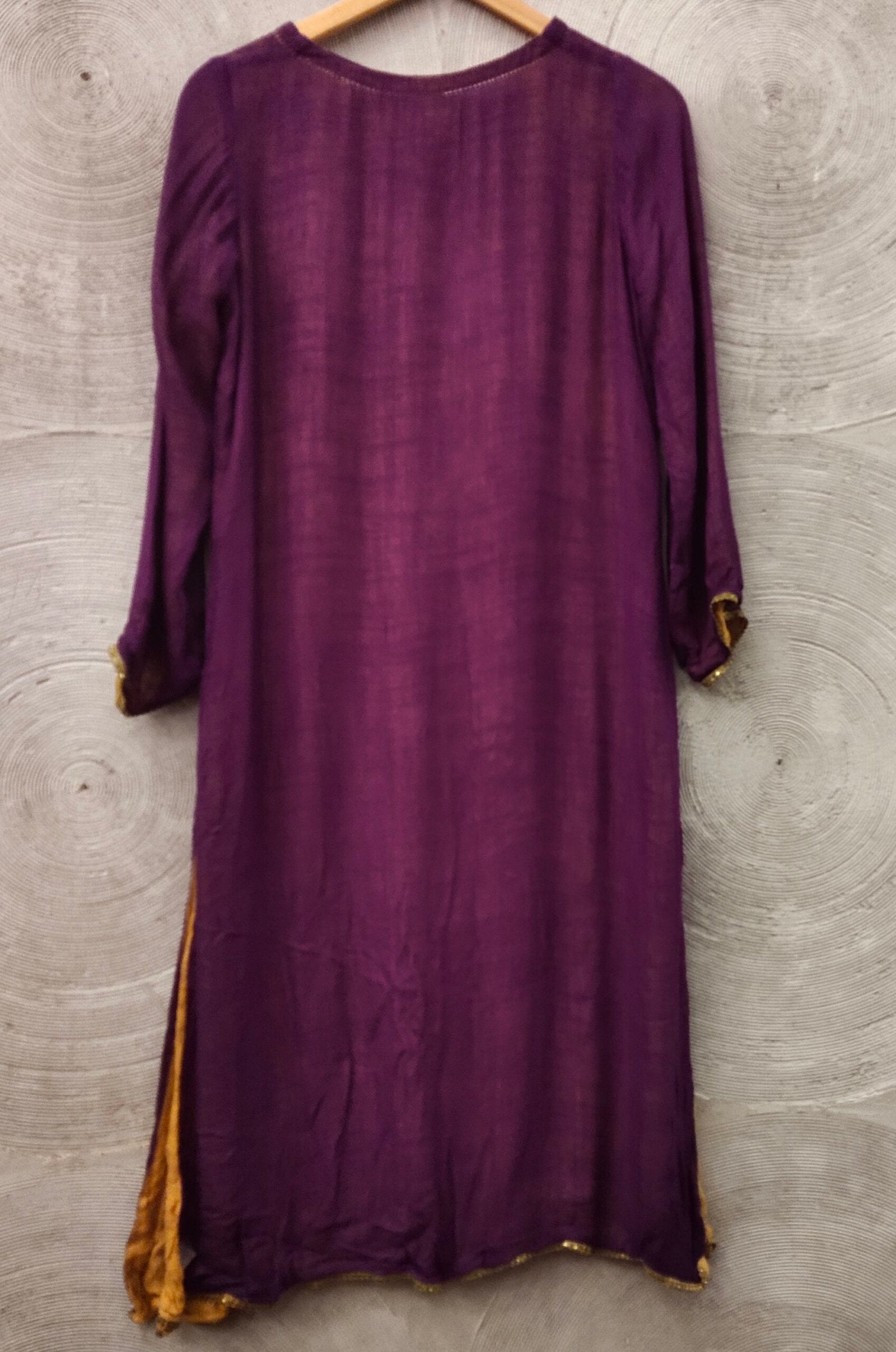 Purple and yellow reversible long kurta