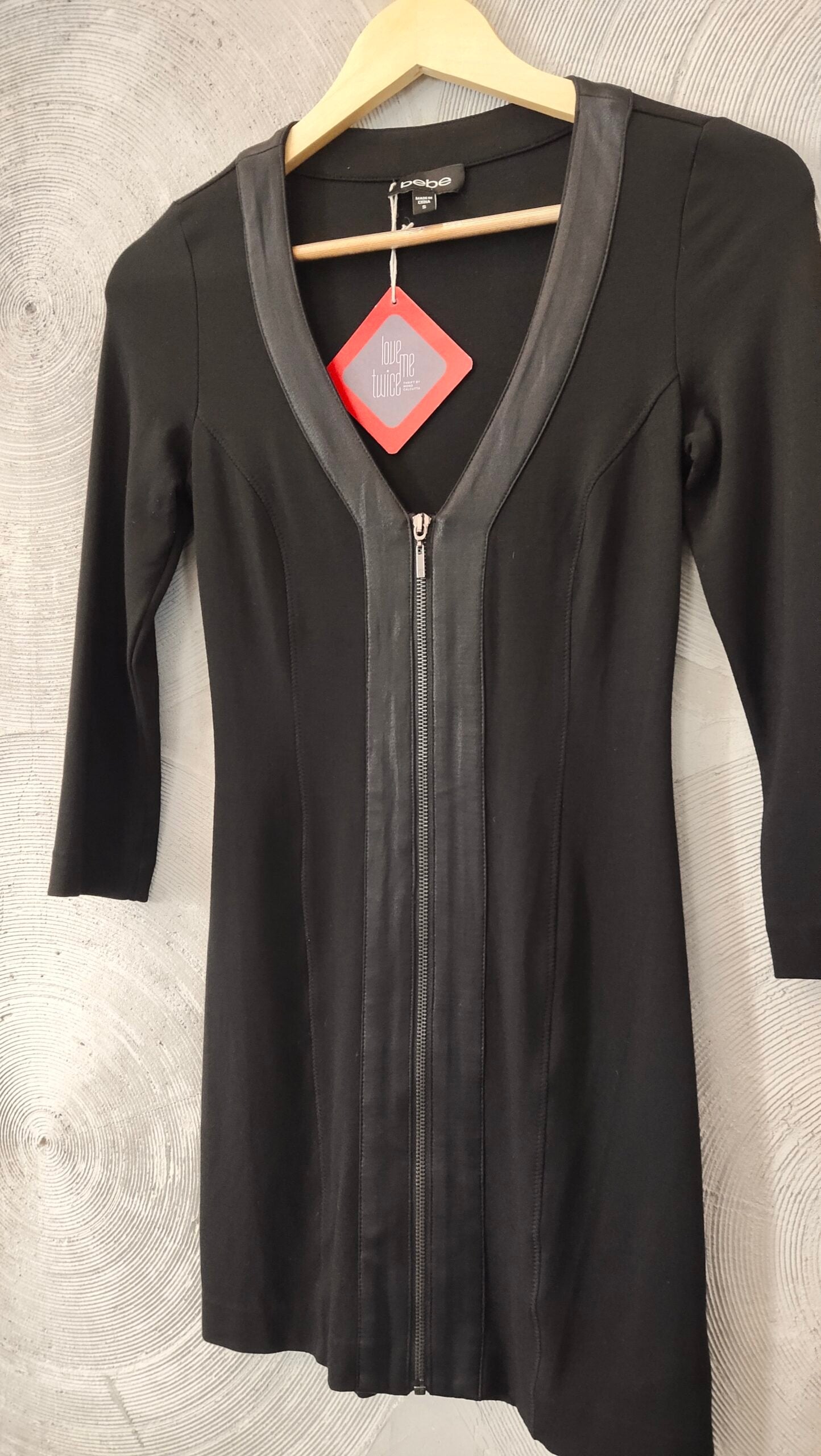 BEBE - black mini zip-up dress