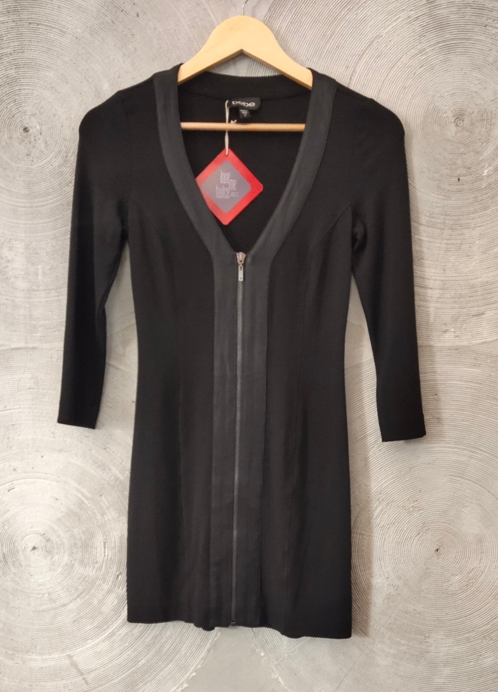 BEBE - black mini zip-up dress