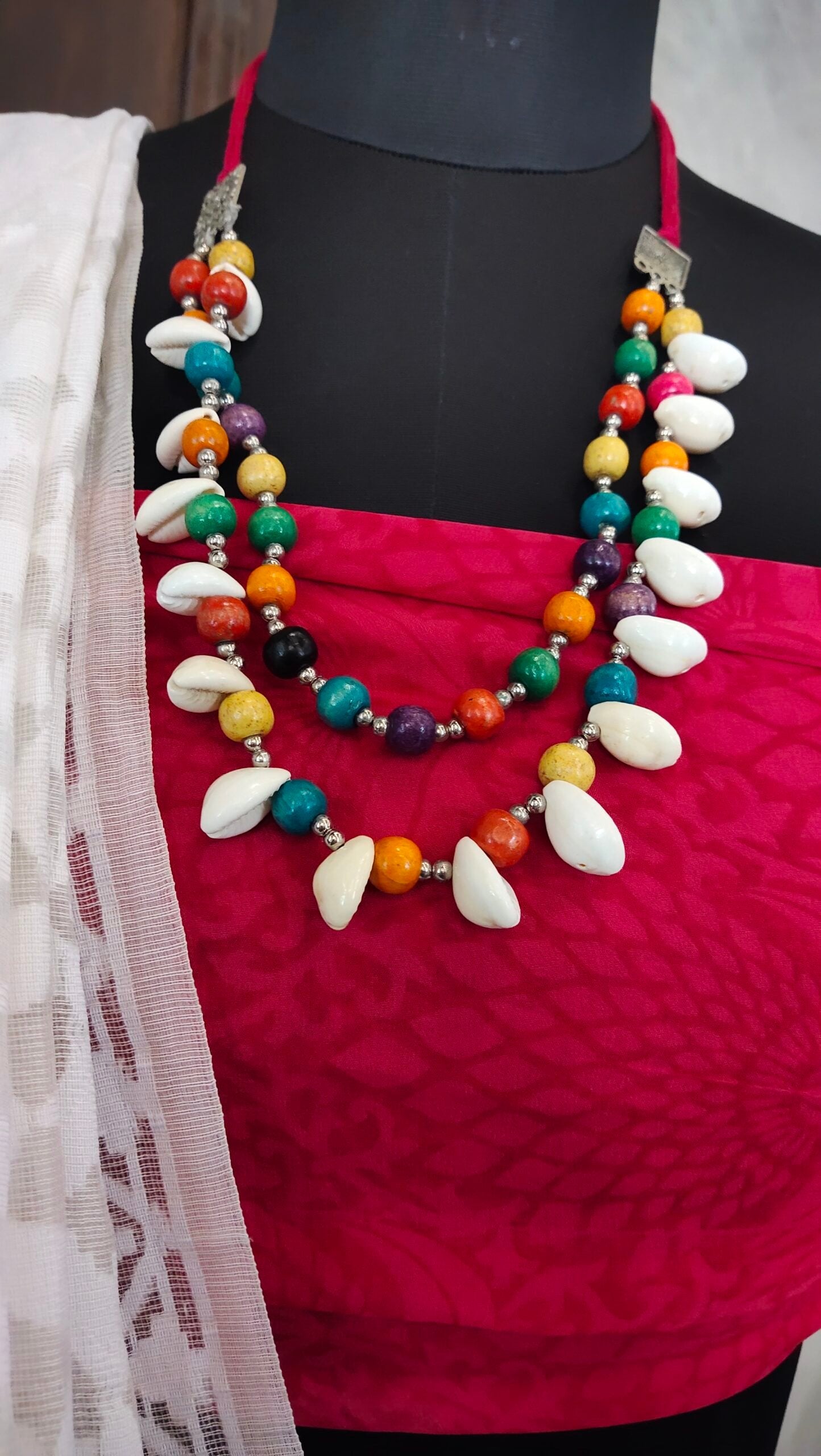 Multicolored beaded koudi necklace