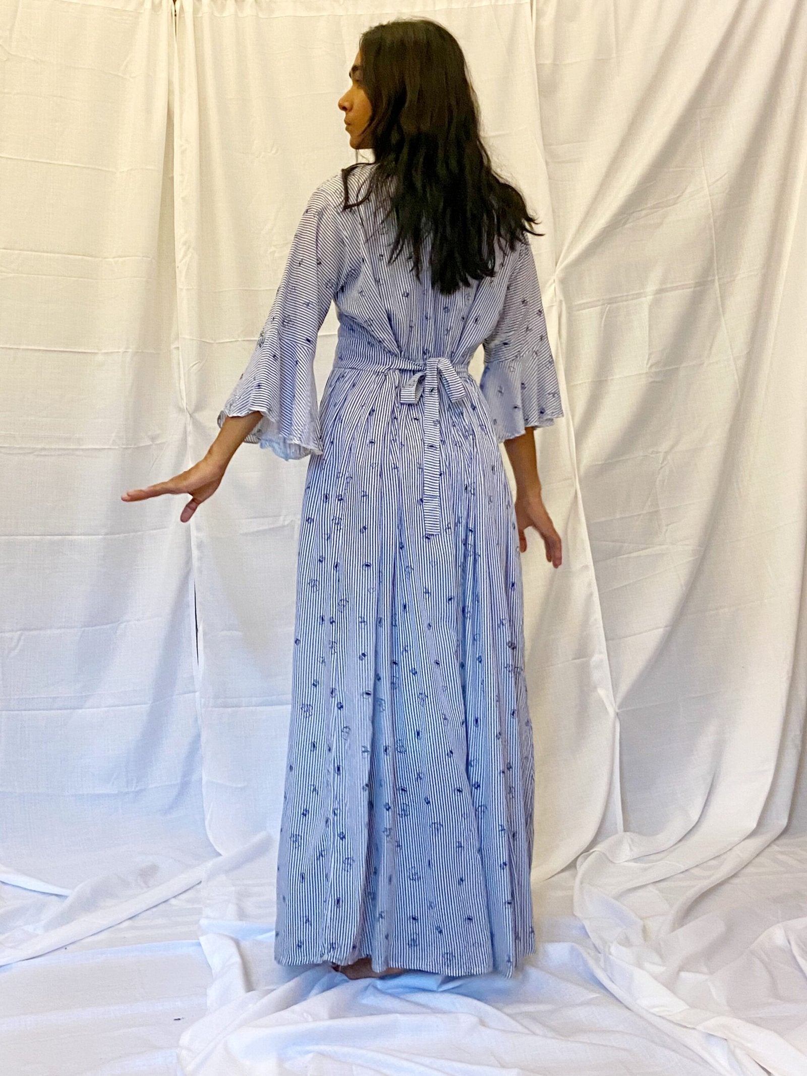 WAMSUTTA - Light Blue and White Coffee Time Long Dress