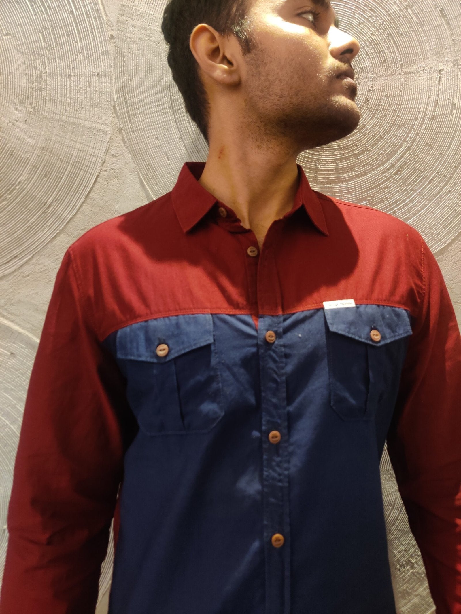 BEING HUMAN- Navy and Wine Full Sleeved Shirt