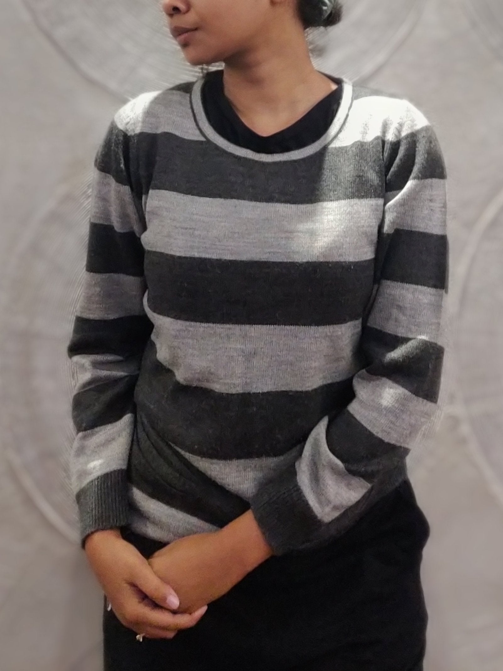 Black and Grey Striped Sweater