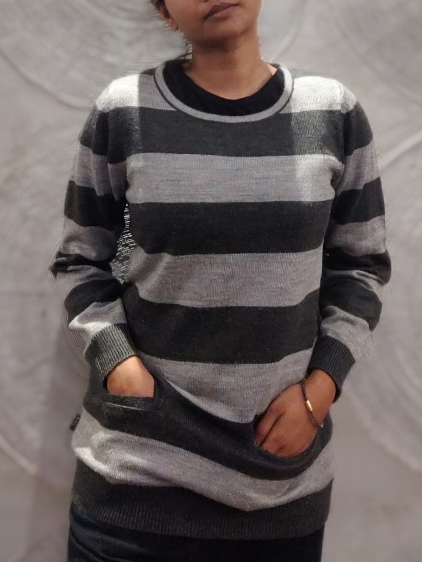 Black and Grey Striped Sweater