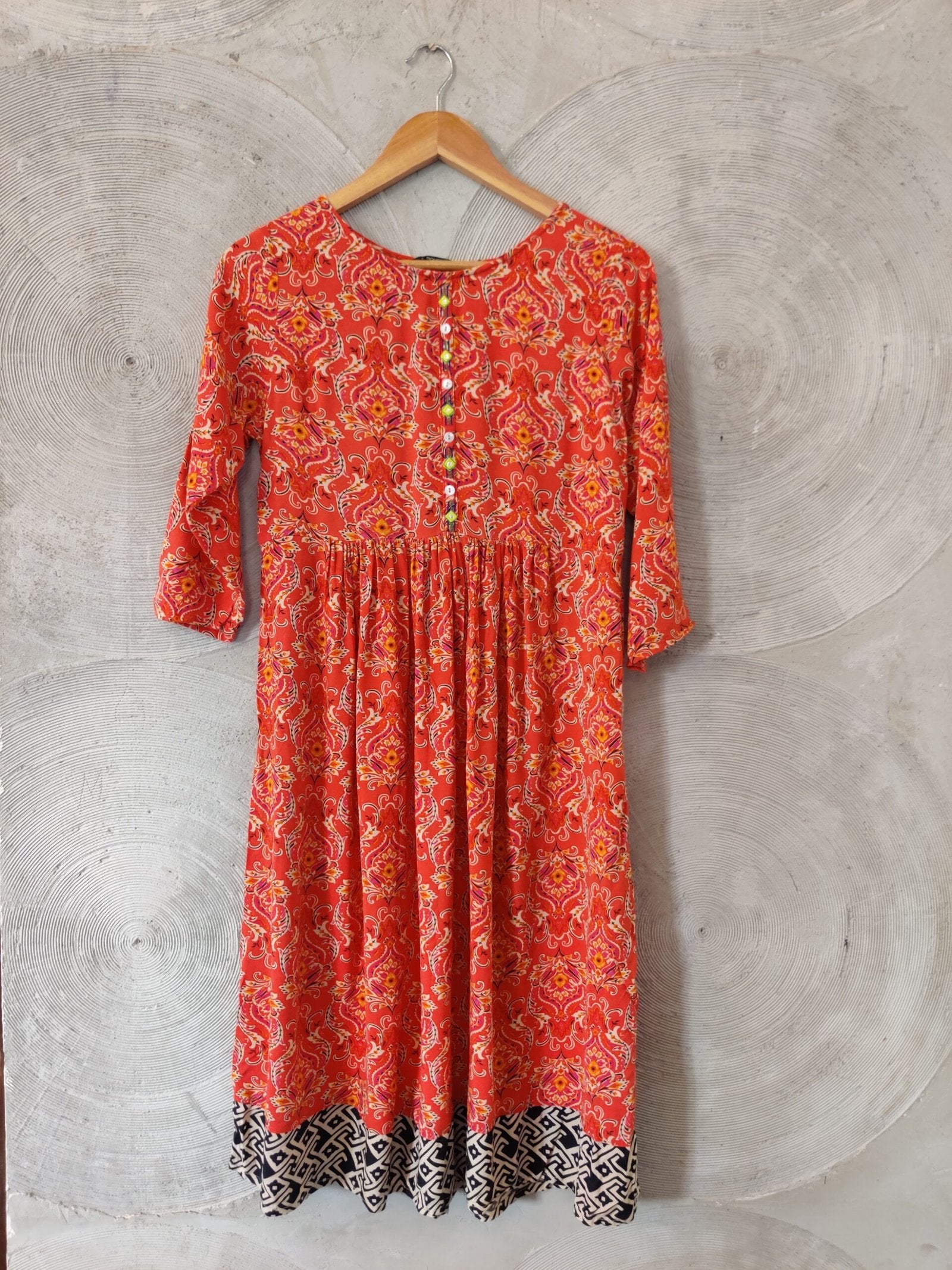 Orange Floral Printed Dress