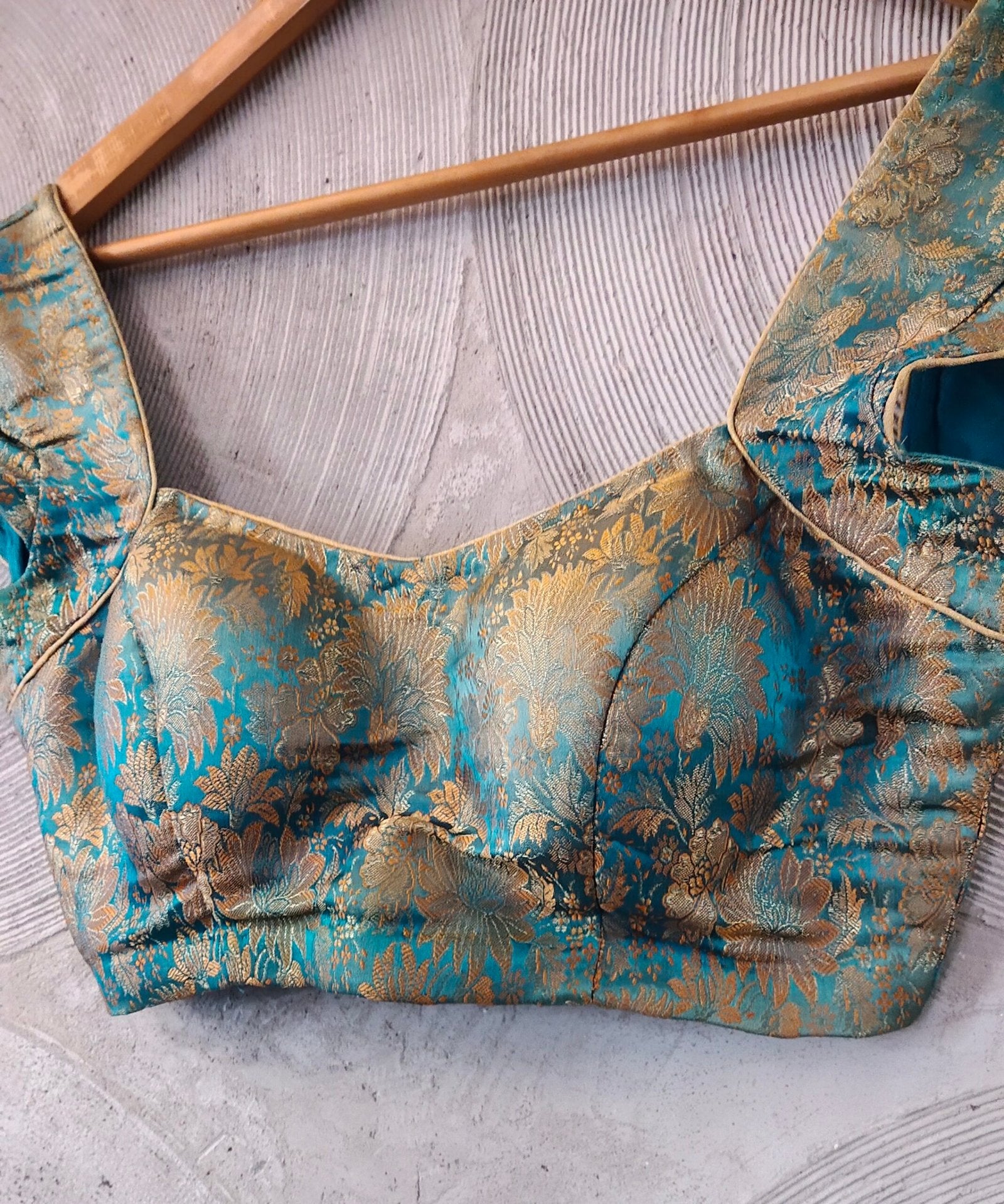 Teal Blue Silk Blouse