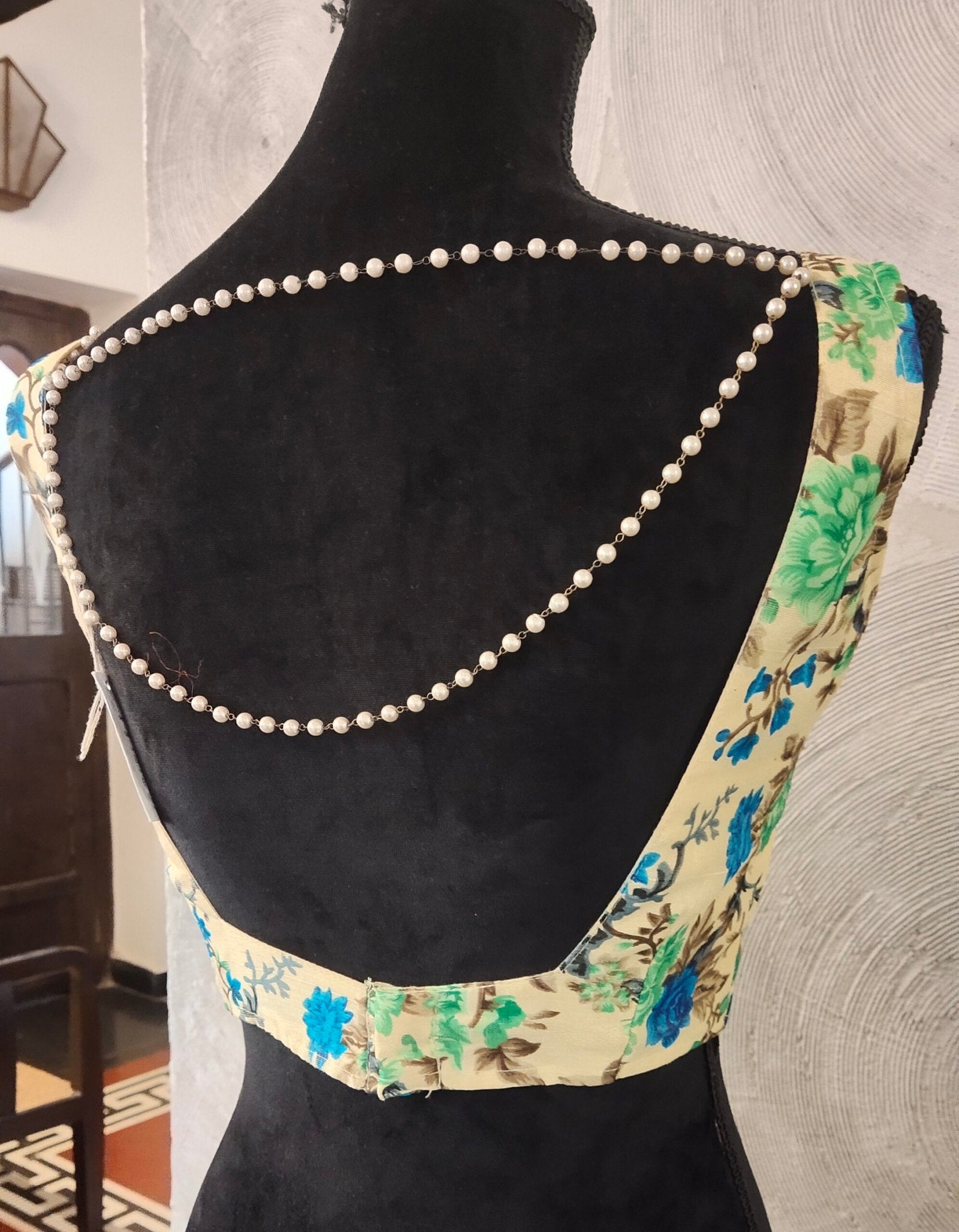 Blue Green and Brown Floral Printed Blouse