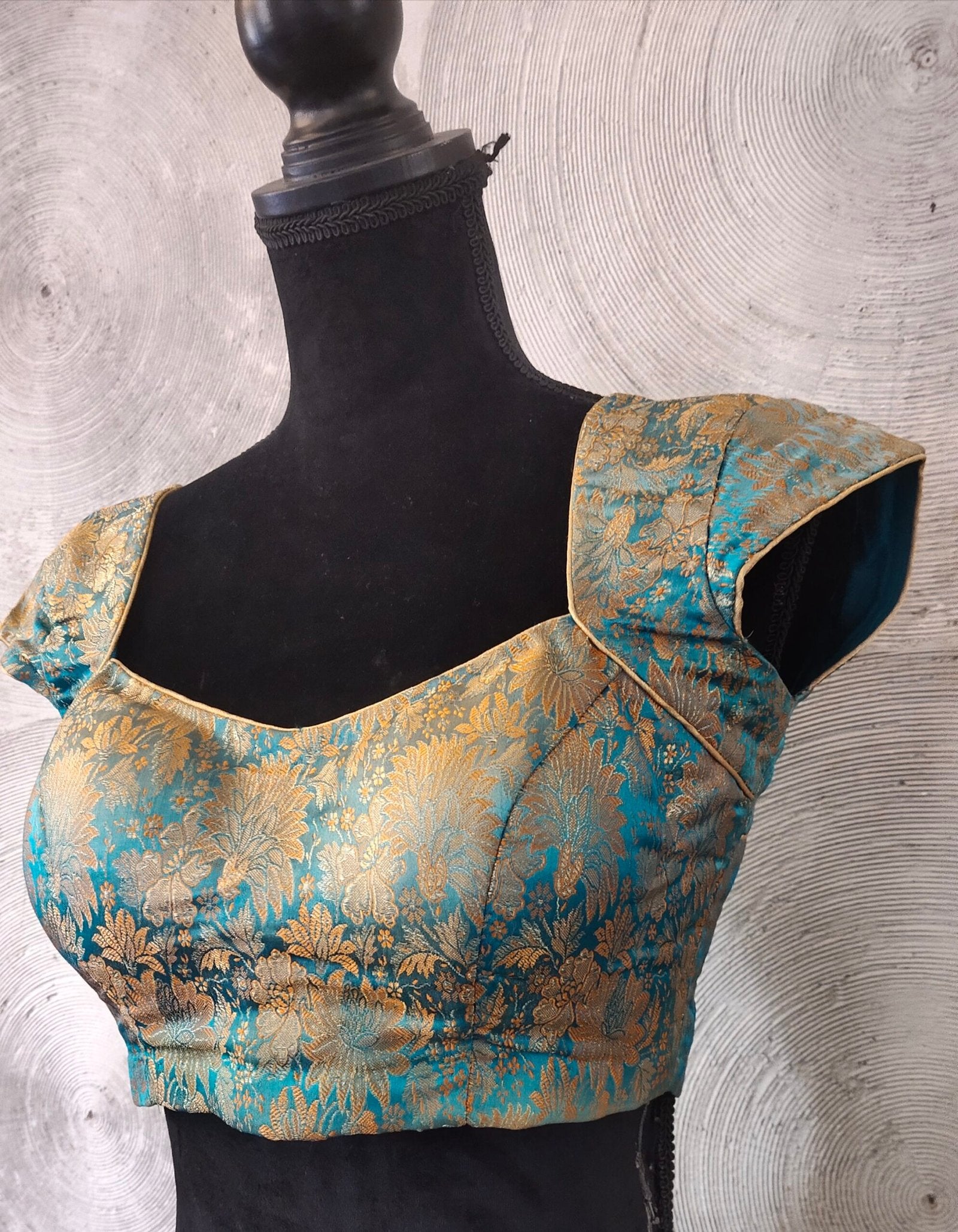 Teal Blue Silk Blouse