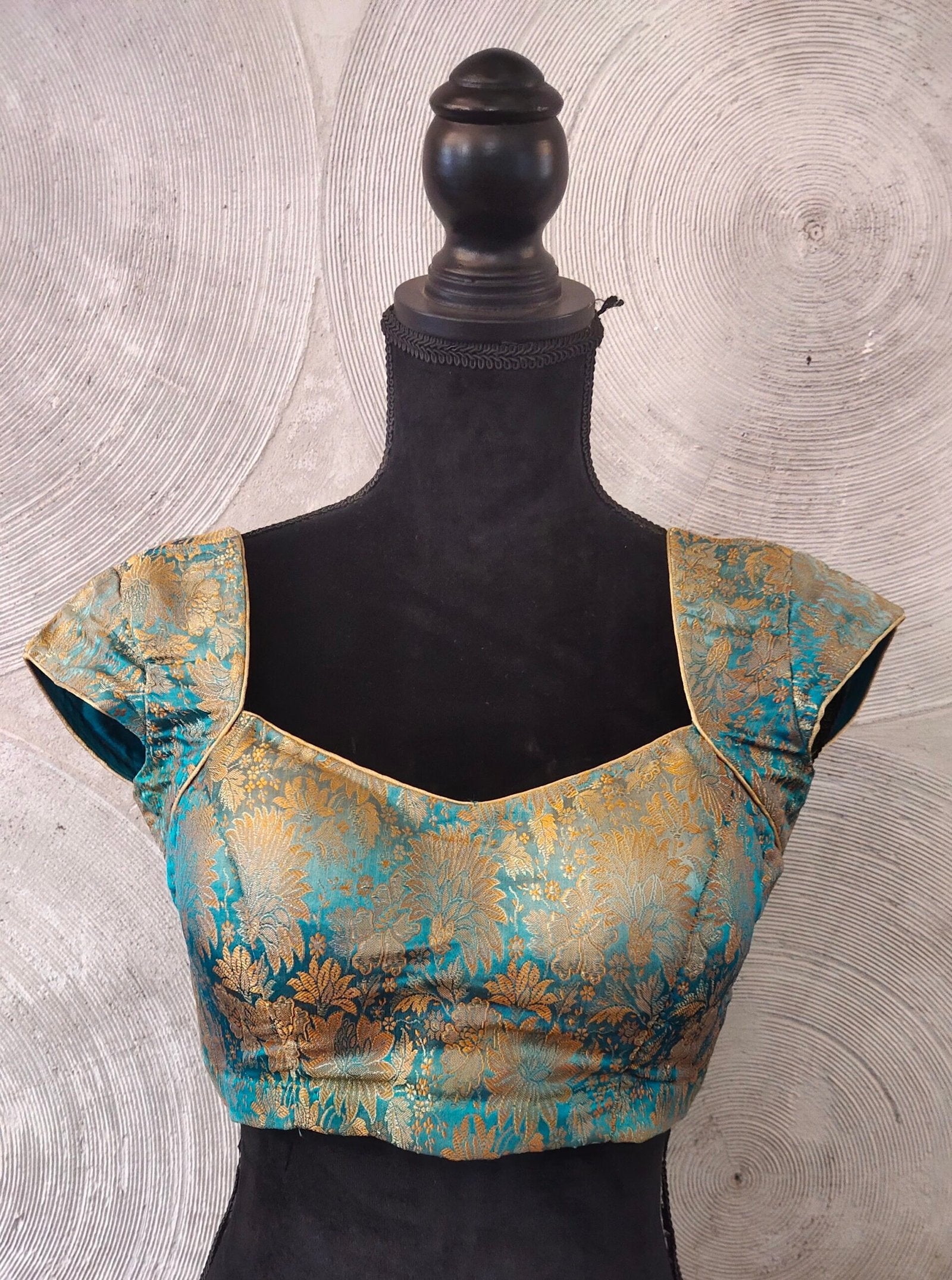 Teal Blue Silk Blouse
