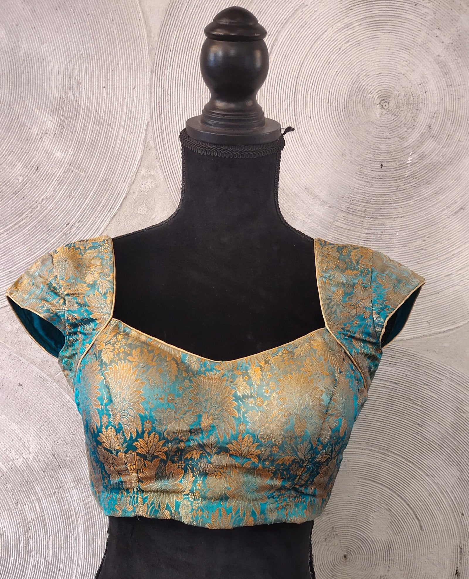 Teal Blue Silk Blouse