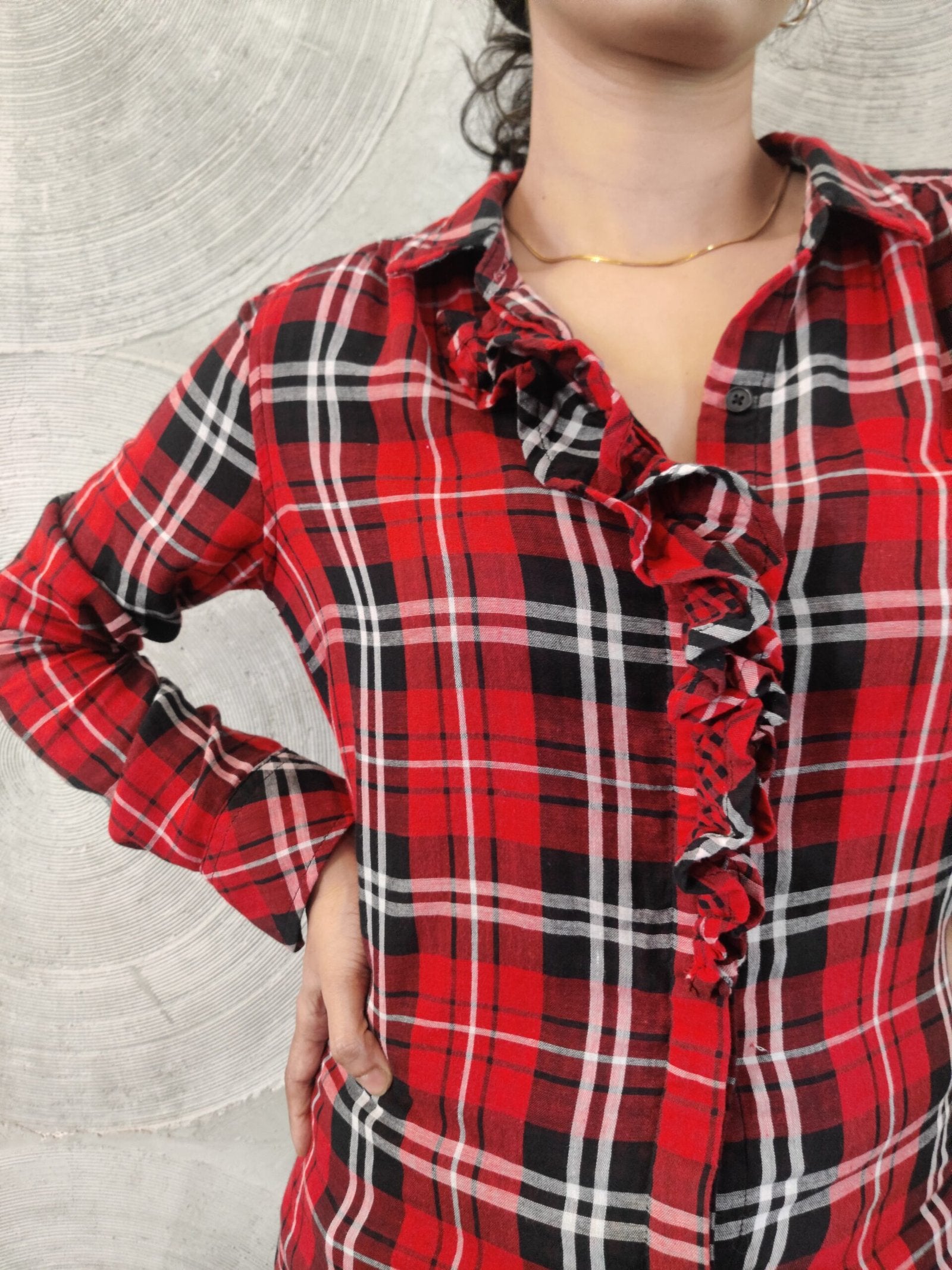 FOREVER21- Red and Black Checked Shirt Dress